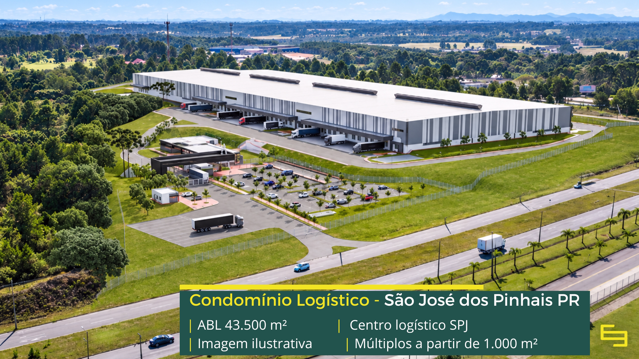 Galpão em São José dos Pinhais PR Centro Logístico SPJ, projeto Built to Suit em São José dos Pinhais PR, com nave única, cross docking, pé-direito de 12 m e piso para 6 t/m².