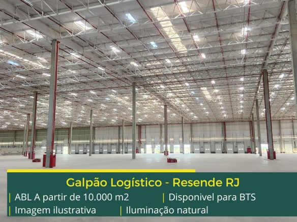 Galpão para alugar em Resende RJ (Built to Suit). Aluguel de galpões em Resende com docas, piso industrial, portaria com eclusas, pátio, CVTV
