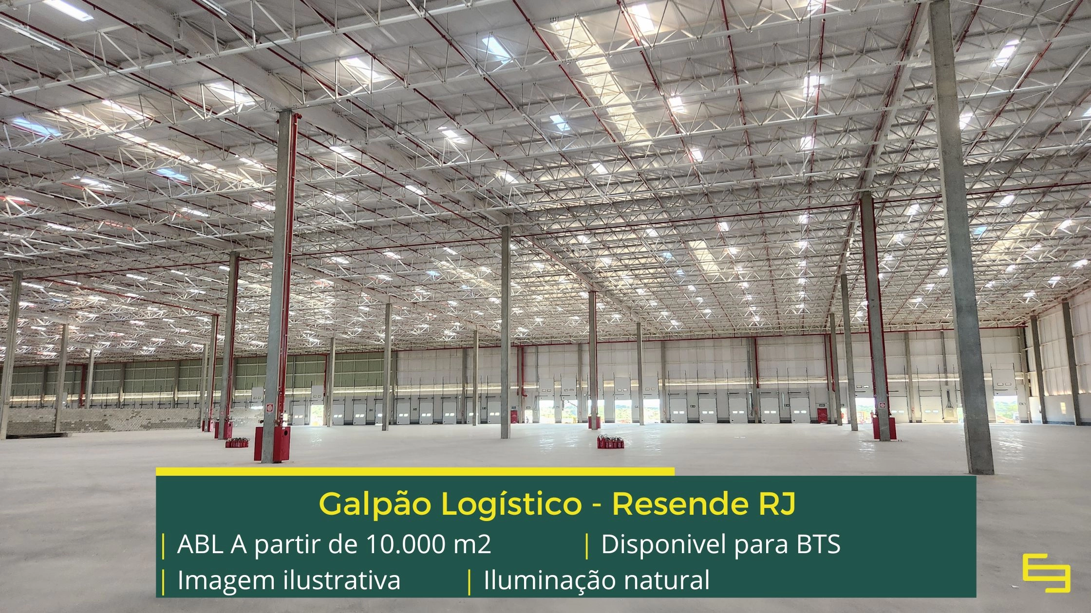 Galpão para alugar em Resende RJ (Built to Suit). Aluguel de galpões em Resende com docas, piso industrial, portaria com eclusas, pátio, CVTV