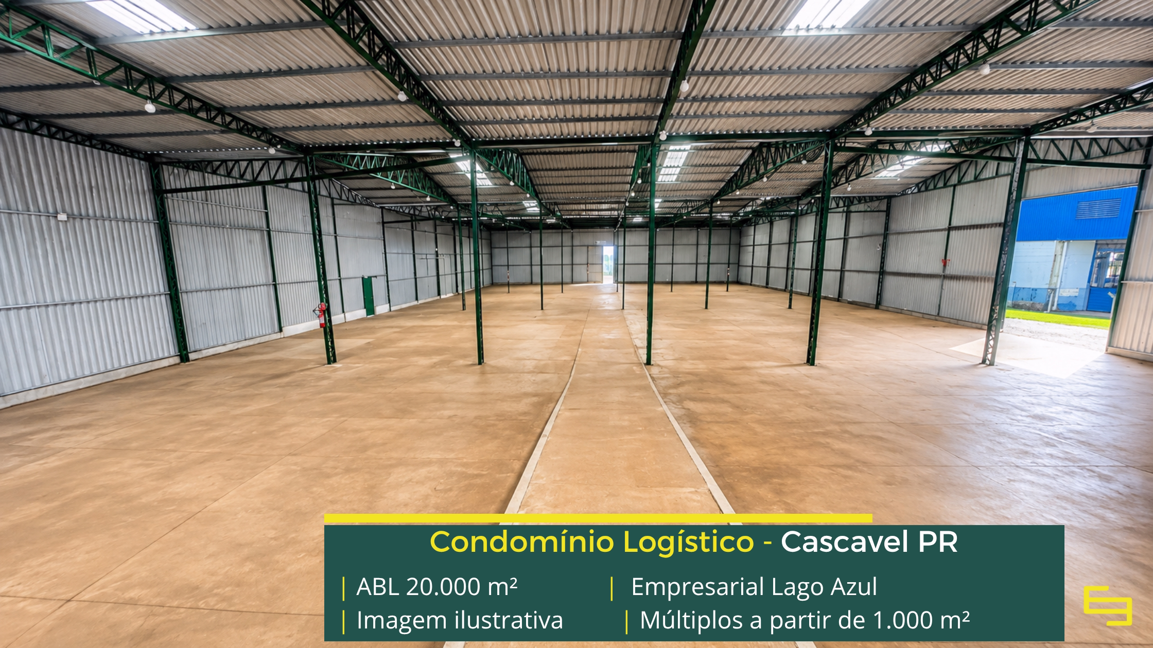 Galpão para alugar em Cascavel PR Empresarial Lago Azul Cascavel com aproximadamente 20.000 m² de ABL, galpões a partir de 1.000 m², piso de 6 t/m² e acesso à BR-369.