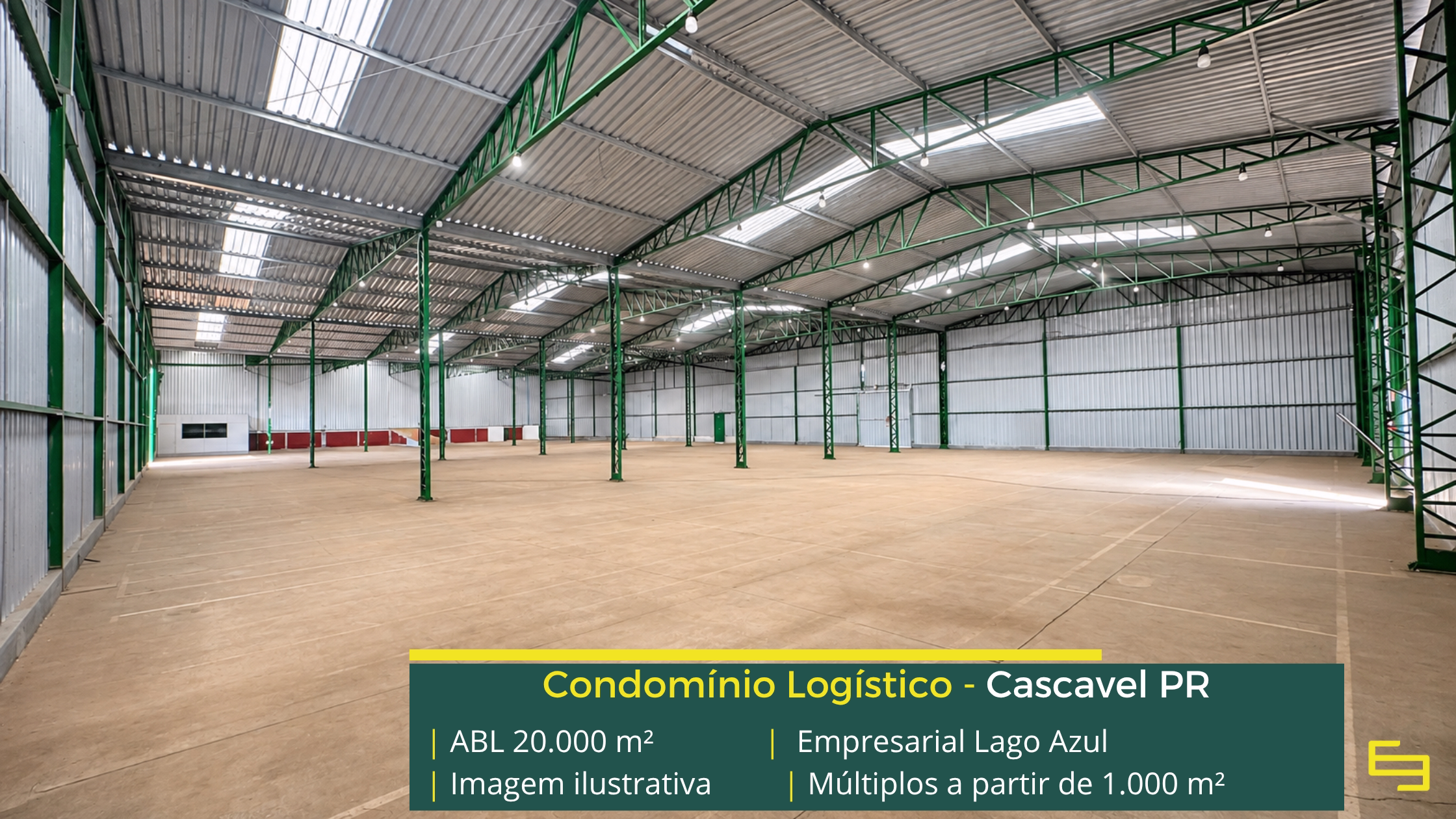 Galpão para alugar em Cascavel PR Empresarial Lago Azul Cascavel com aproximadamente 20.000 m² de ABL, galpões a partir de 1.000 m², piso de 6 t/m² e acesso à BR-369.