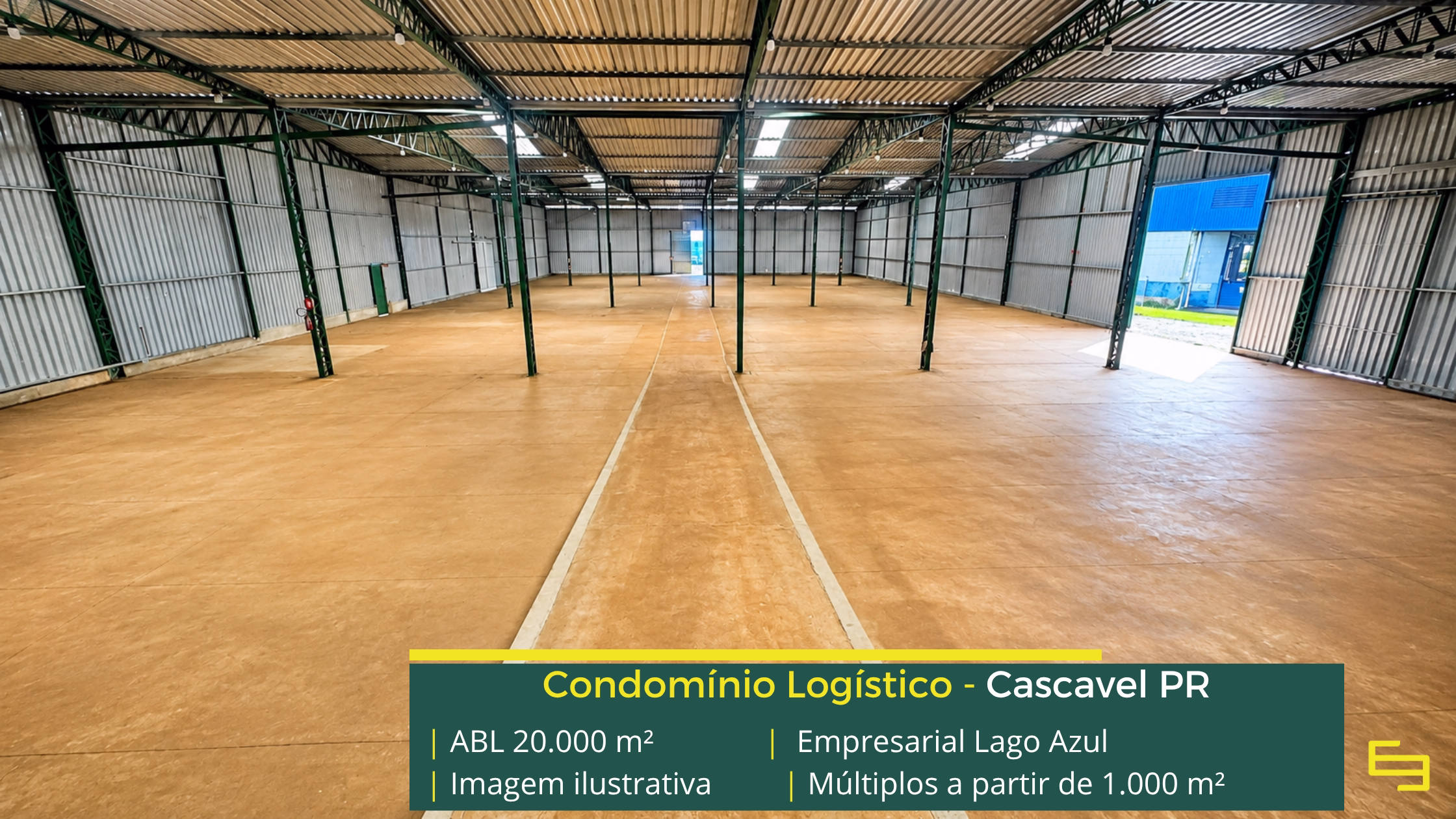 Galpão para alugar em Cascavel PR Empresarial Lago Azul Cascavel com aproximadamente 20.000 m² de ABL, galpões a partir de 1.000 m², piso de 6 t/m² e acesso à BR-369.