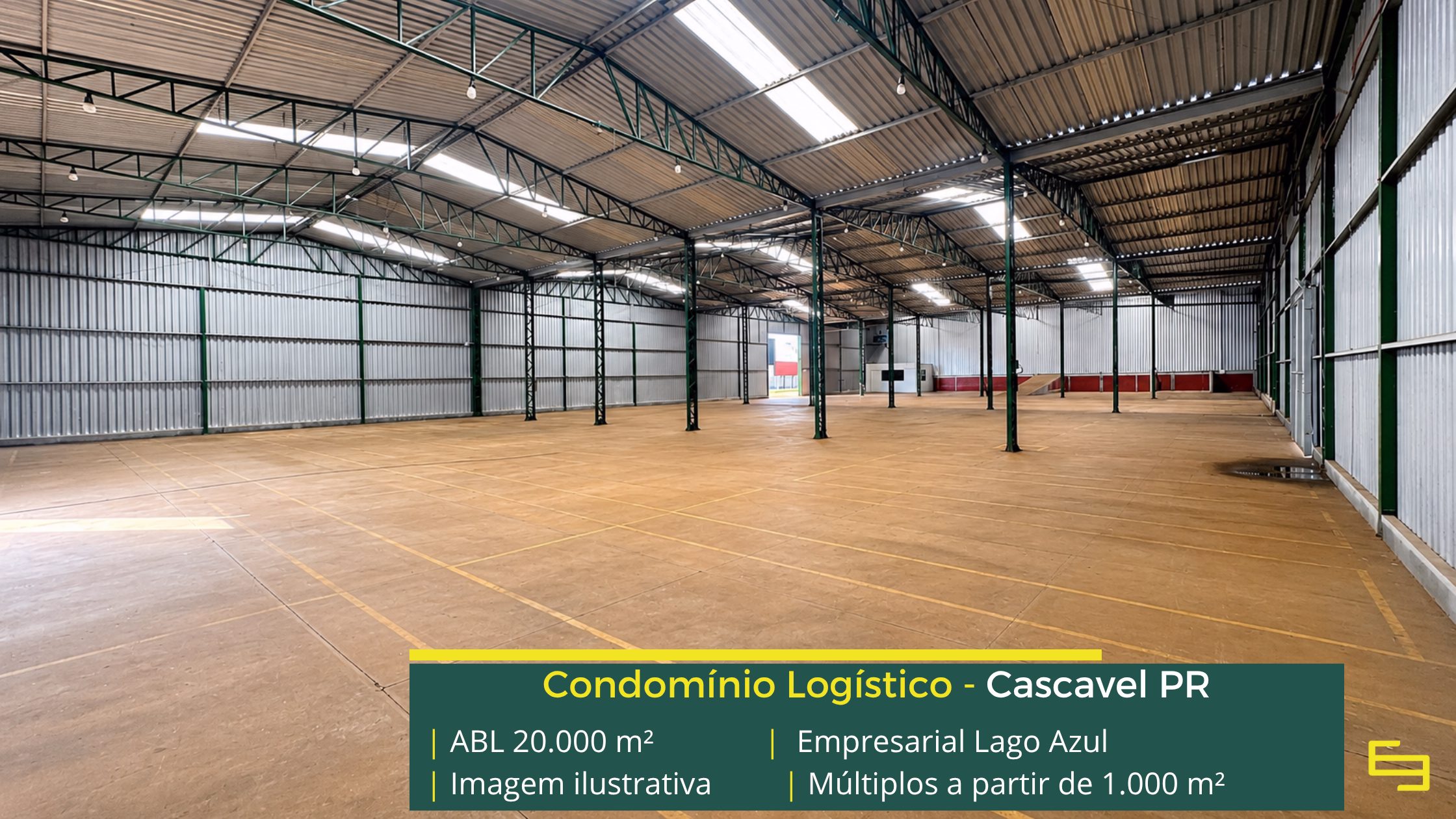 Galpão para alugar em Cascavel PR Empresarial Lago Azul Cascavel com aproximadamente 20.000 m² de ABL, galpões a partir de 1.000 m², piso de 6 t/m² e acesso à BR-369.