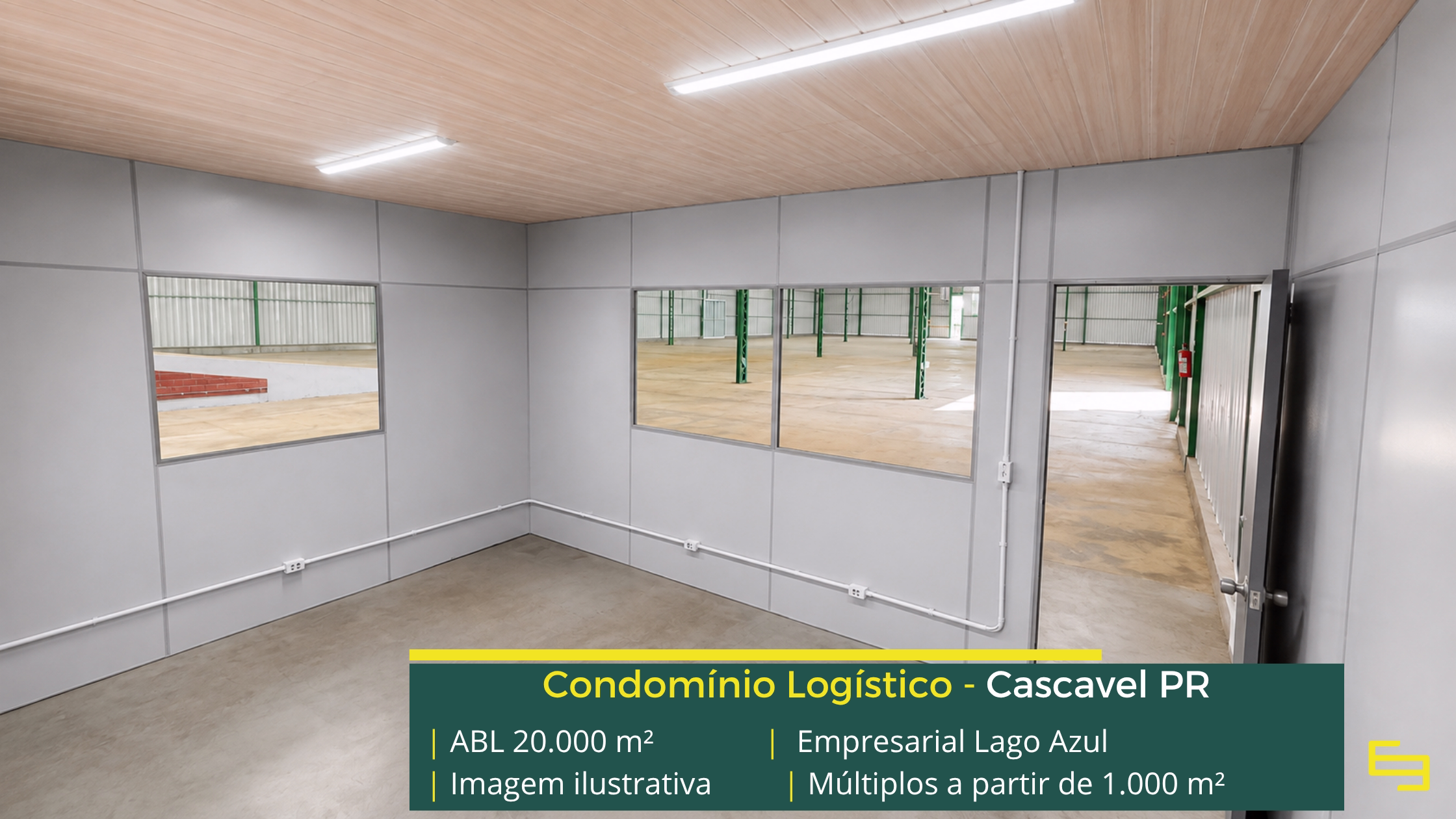 Galpão para alugar em Cascavel PR Empresarial Lago Azul Cascavel com aproximadamente 20.000 m² de ABL, galpões a partir de 1.000 m², piso de 6 t/m² e acesso à BR-369.