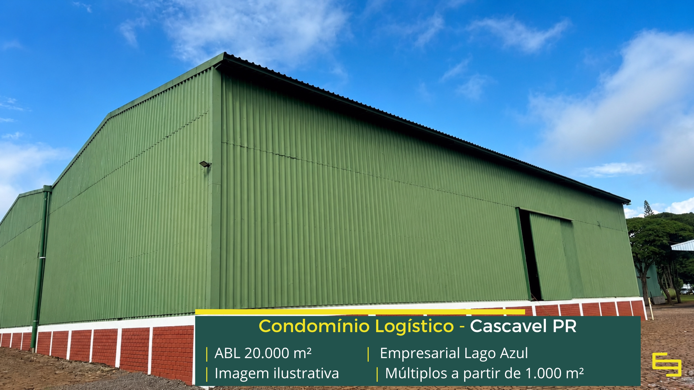 Galpão para alugar em Cascavel PR Empresarial Lago Azul Cascavel com aproximadamente 20.000 m² de ABL, galpões a partir de 1.000 m², piso de 6 t/m² e acesso à BR-369.
