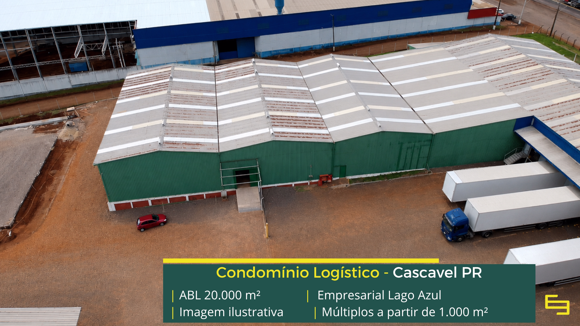 Galpão para alugar em Cascavel PR Empresarial Lago Azul Cascavel com aproximadamente 20.000 m² de ABL, galpões a partir de 1.000 m², piso de 6 t/m² e acesso à BR-369.