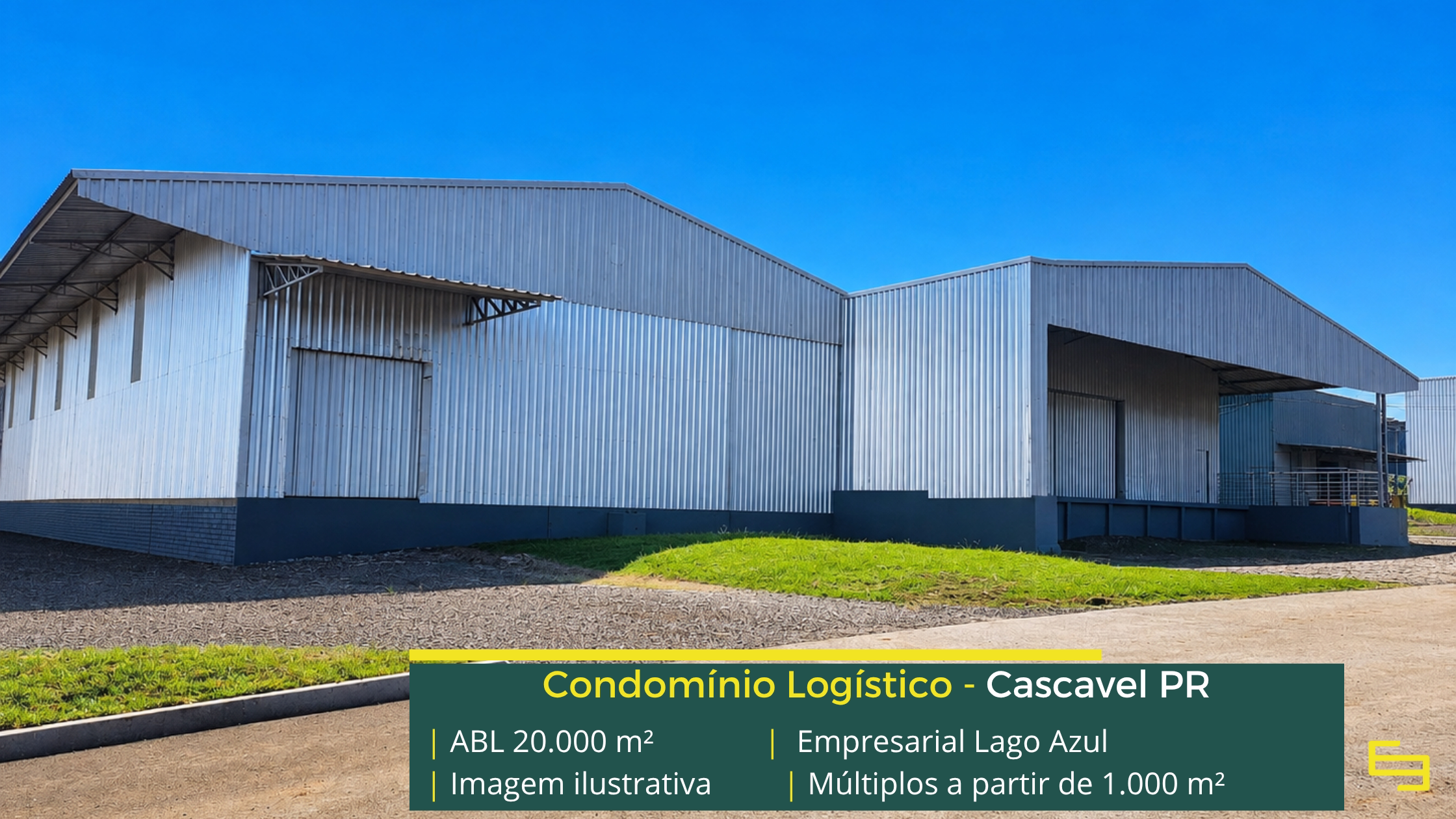 Galpão para alugar em Cascavel PR Empresarial Lago Azul Cascavel com aproximadamente 20.000 m² de ABL, galpões a partir de 1.000 m², piso de 6 t/m² e acesso à BR-369.