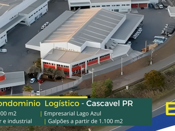 Galpão para alugar em Cascavel PR - Empresarial Lago Azul. Aluguel de galpões com portaria e segurança 24 horas, CFTV e docas com pátio