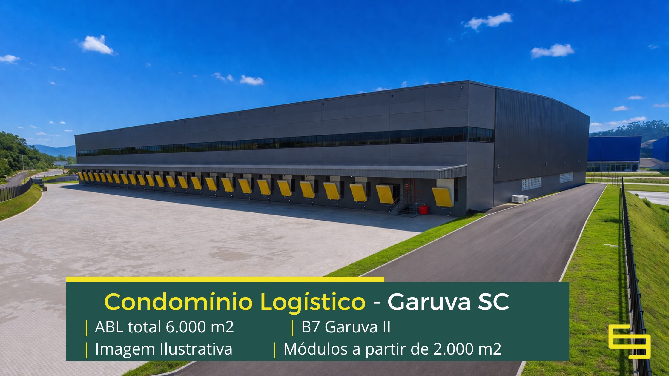 Aluguel de galpão logístico em Garuva SC - Condomínio B7 Garuva II. Galpões/Armazens/Condomínios logísticos com docas e amplo pátio