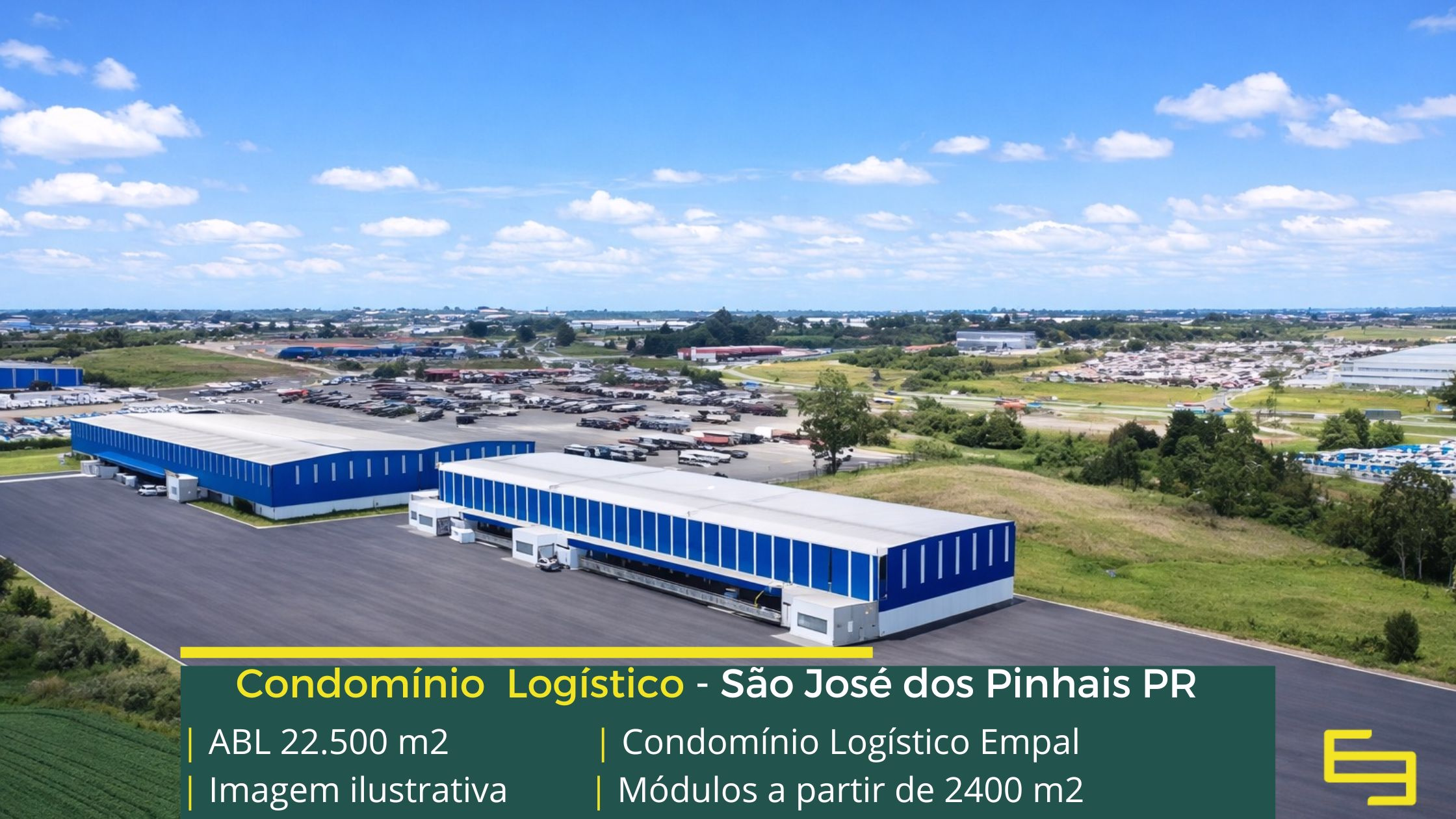 Galpão logístico São José dos Pinhais PR - Condomínio Empal. Aluguel de galpões com docas, amplo pátio de manobras, docas, portaria 24 horas