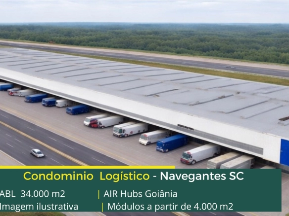 Galpão para aluguel em Navegantes - AIr Hub Navegantes. Condomínio com portaria e segurança, amplo pátio, docas, estacionamento, CFTV