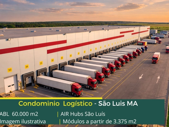 Galpão para aluguel em São Luis MA - AIR Hubs São Luis. Condomínio logístico com segurança 24 horas, pátio de manobras, docas, mezaninos