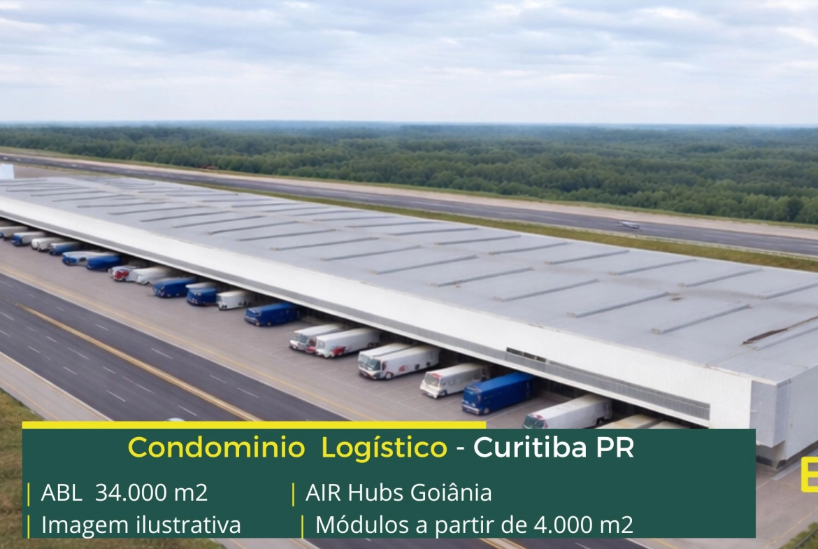 Galpões para alugar em Curitiba PR - Air Hubs. em condomínio logístico em desenvolvimento ao lado do Aeroporto Internacional Afonso Pena