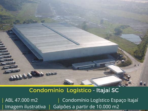 Galpão para locação em Itajaí SC em condomínio logístico com portaria e além disso, segurança, docas, amplo pátio de manobras e CFTV