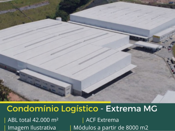 Alugar galpão em Extrema MG - Condomínio ACF. Galpões/Armazens/Condomínios logísticos e industriais para alugar com docas e pátio asfaltado