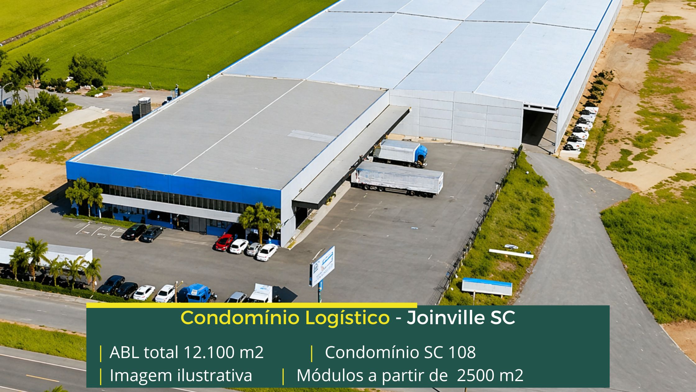 Galpão para locação em Joinville SC - Condomínio SC 108 Galpões/Armazens/Condomínios logísticos e industriais para alugar com docas e pátio