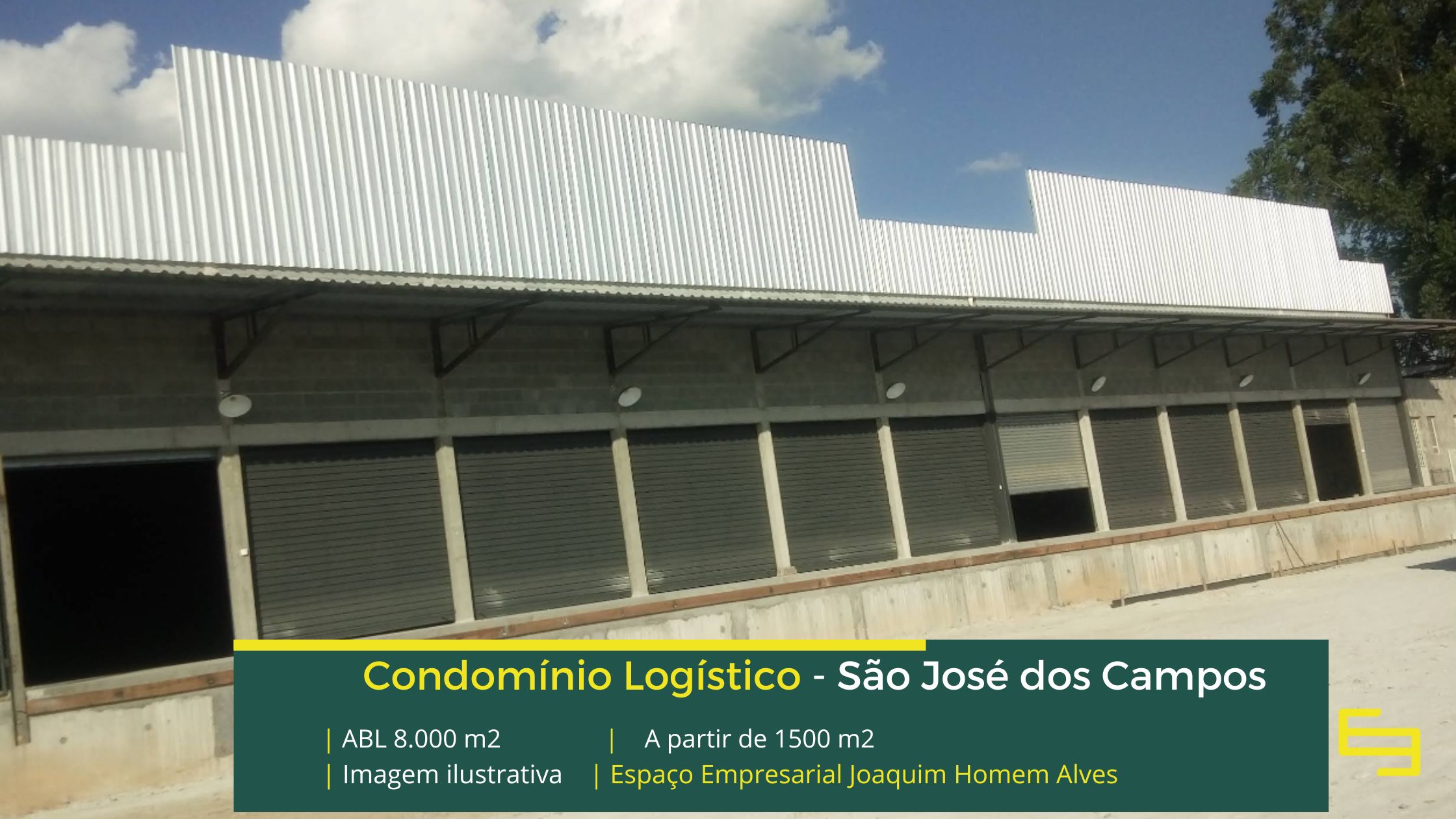 Galpão para locação em São José dos Campos SP - Espaço Empresarial Joaquim Homem Alves. Condomínio com portaria 24 hs, amplo pátio, Docas