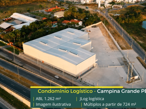 Galpão para alugar em Campina Grande PB no JLog Logística, com 1.262,32 m², pé-direito de 12 m, docas e acesso à BR-230. Consulte.