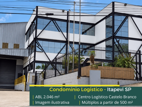 Centro Logístico Castelo Branco: galpão em Itapevi SP com módulos a partir de 500 m², 4 docas, pé-direito de 10 m e piso para 5 t/m².