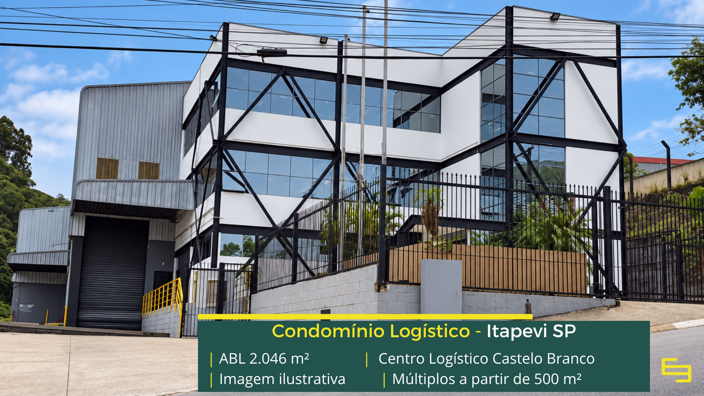 Centro Logístico Castelo Branco: galpão em Itapevi SP com módulos a partir de 500 m², 4 docas, pé-direito de 10 m e piso para 5 t/m².