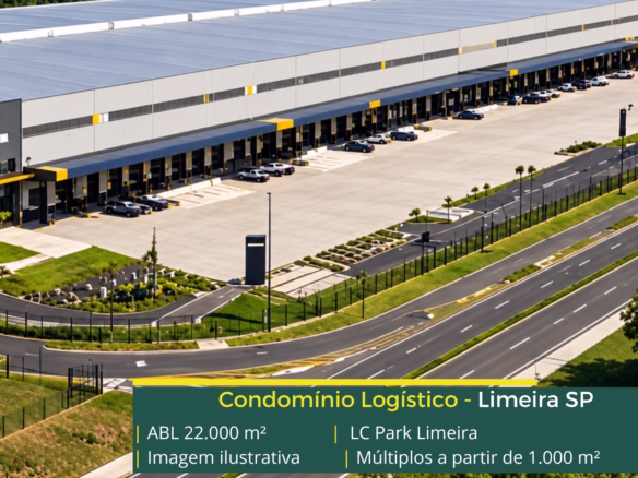 LC Park Limeira: galpão em Limeira SP com módulos a partir de 1.000 m², pé-direito de 15 m, piso para 6 t/m² e padrão AAA.