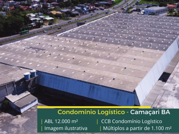 CCB Condomínio Logístico: galpão logístico em Camaçari BA com módulos de aproximadamente 1.100 m², piso para 5 t/m², docas e amplo pátio.