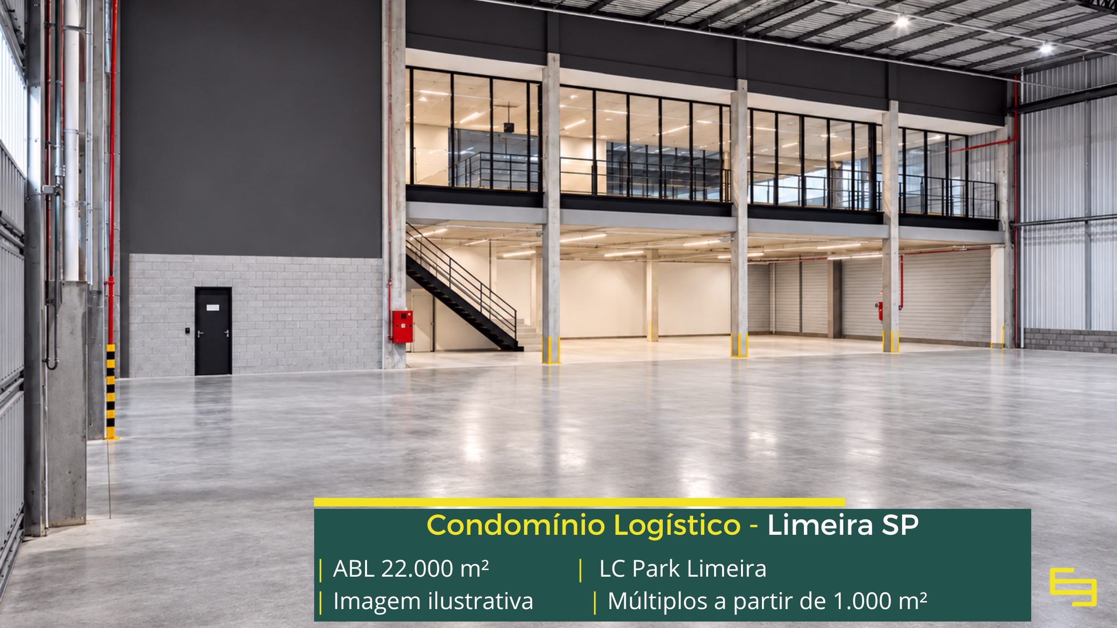 LC Park Limeira: galpão em Limeira SP com módulos a partir de 1.000 m², pé-direito de 15 m, piso para 6 t/m² e padrão AAA.