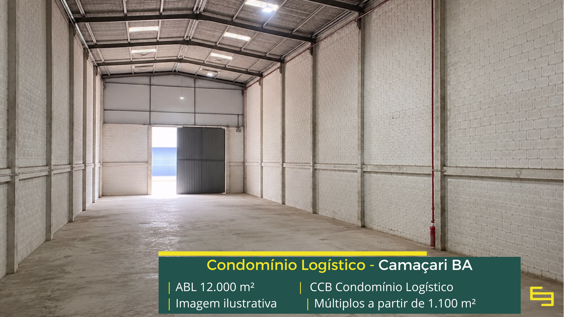 CCB Condomínio Logístico: galpão logístico em Camaçari BA com módulos de aproximadamente 1.100 m², piso para 5 t/m², docas e amplo pátio.