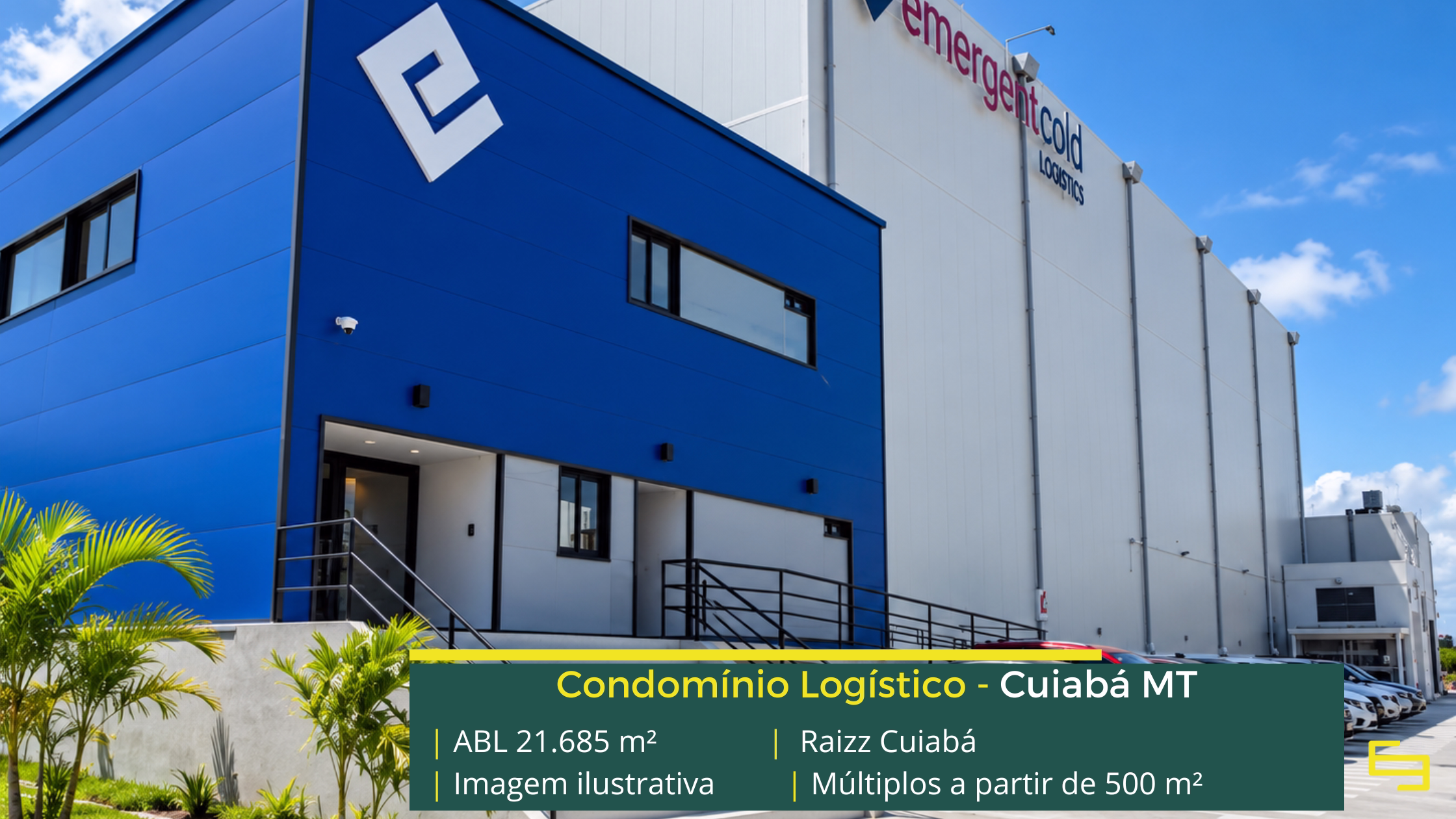 Galpão refrigerado em Cuiabá: conheça o Raizz Cuiabá, com 21.685 m² de ABL, piso para 6 t/m², docas e estrutura de apoio.