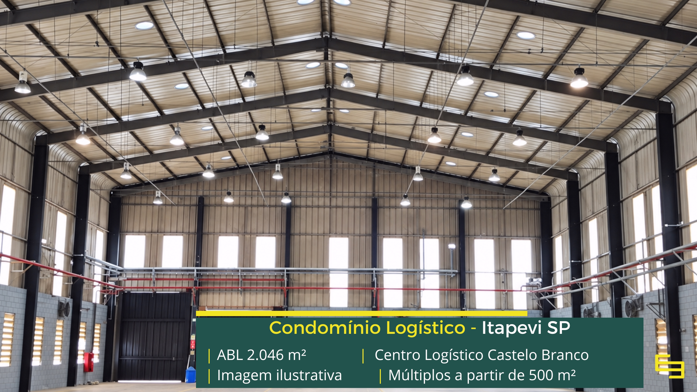 Centro Logístico Castelo Branco: galpão em Itapevi SP com módulos a partir de 500 m², 4 docas, pé-direito de 10 m e piso para 5 t/m².