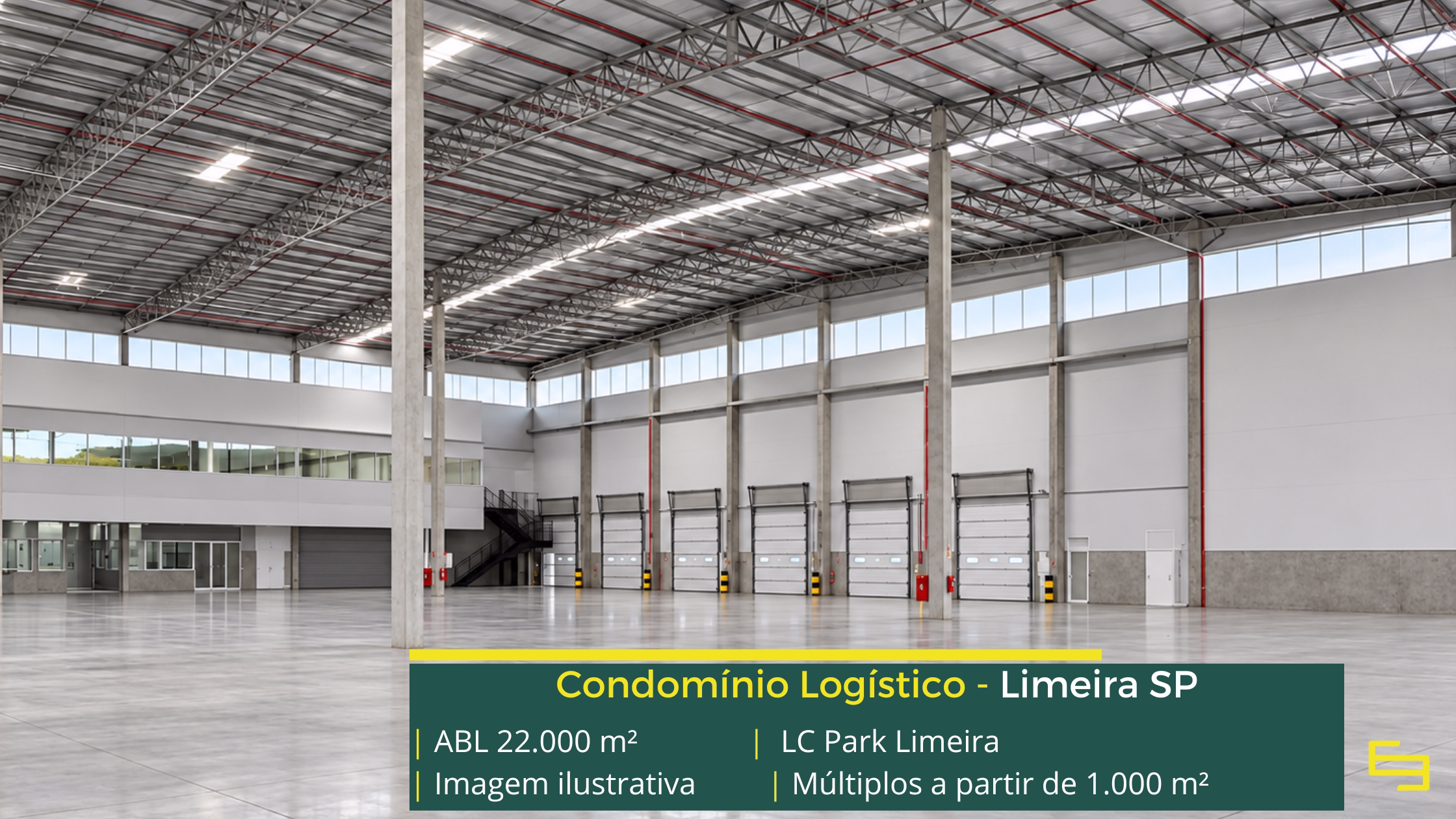LC Park Limeira: galpão em Limeira SP com módulos a partir de 1.000 m², pé-direito de 15 m, piso para 6 t/m² e padrão AAA.