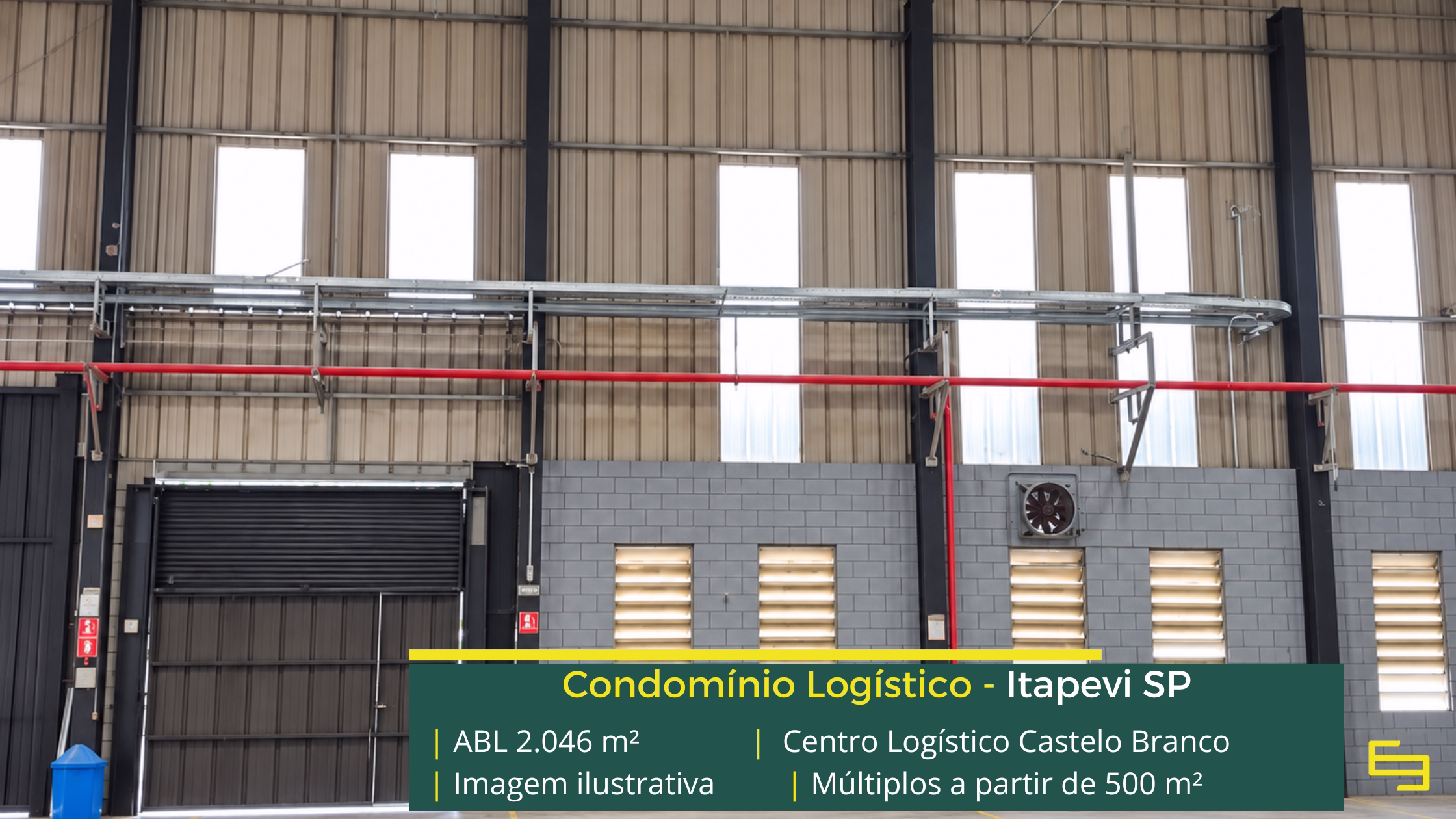 Centro Logístico Castelo Branco: galpão em Itapevi SP com módulos a partir de 500 m², 4 docas, pé-direito de 10 m e piso para 5 t/m².