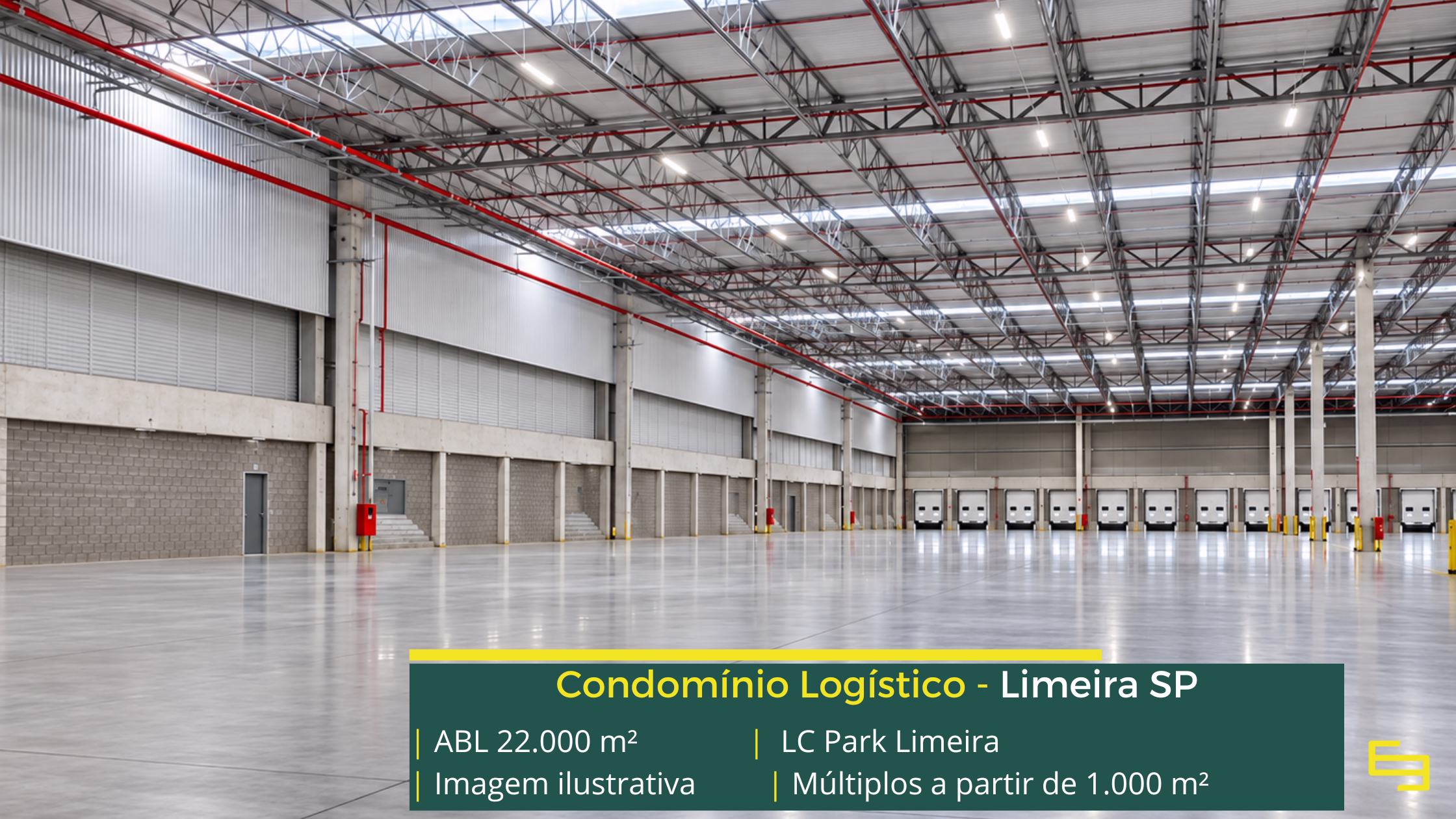 LC Park Limeira: galpão em Limeira SP com módulos a partir de 1.000 m², pé-direito de 15 m, piso para 6 t/m² e padrão AAA.