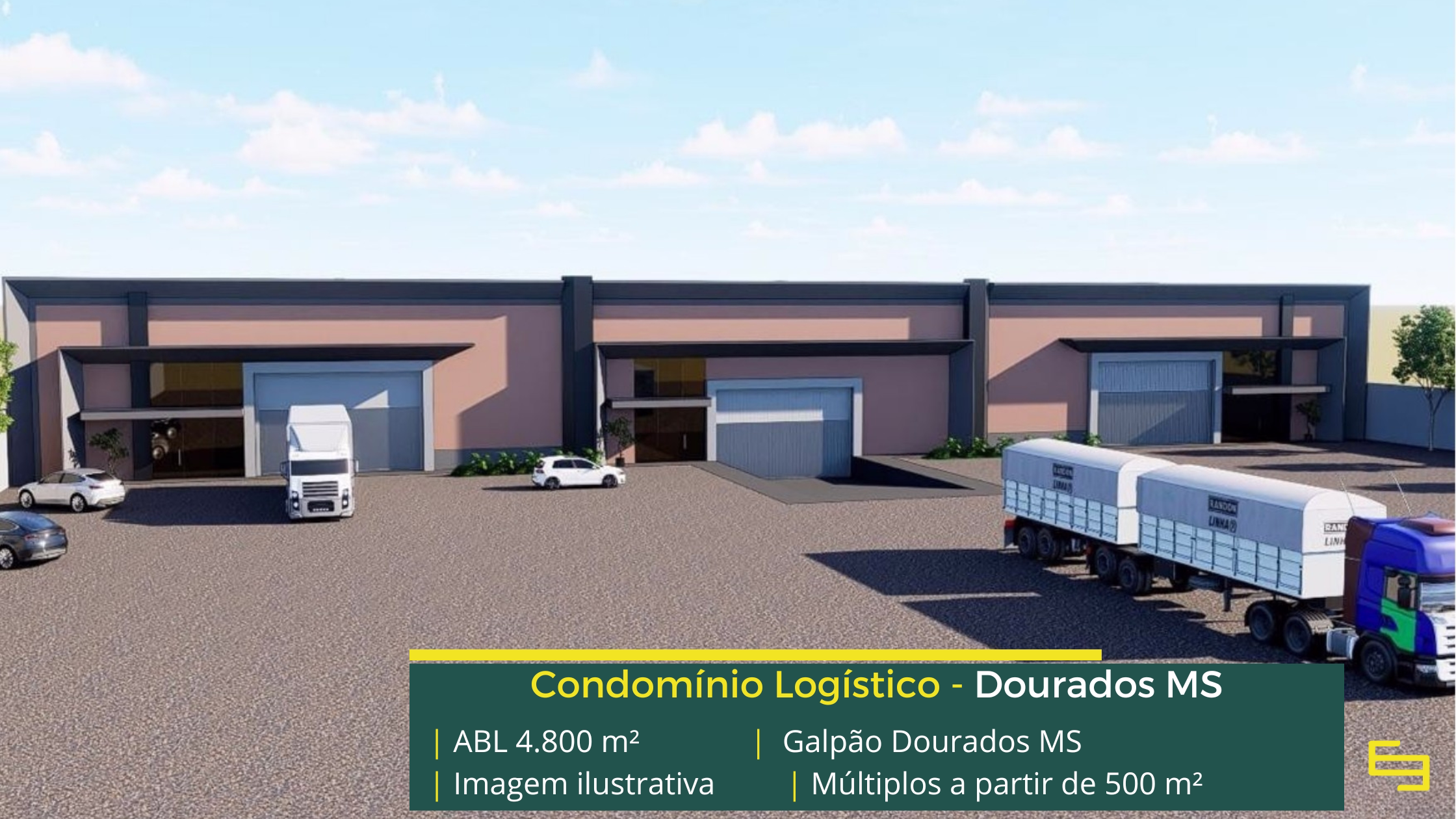 Galpão em Dourados MS com módulos a partir de 500 m², piso de 5 t/m², docas e acesso à BR-163. Conheça o empreendimento.