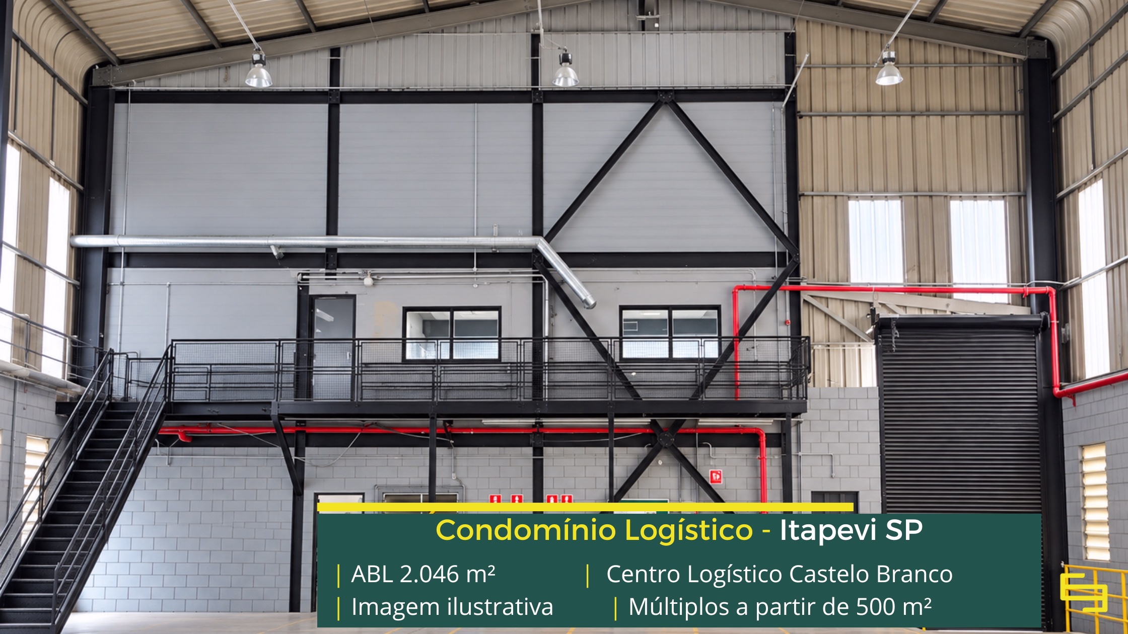 Centro Logístico Castelo Branco: galpão em Itapevi SP com módulos a partir de 500 m², 4 docas, pé-direito de 10 m e piso para 5 t/m².