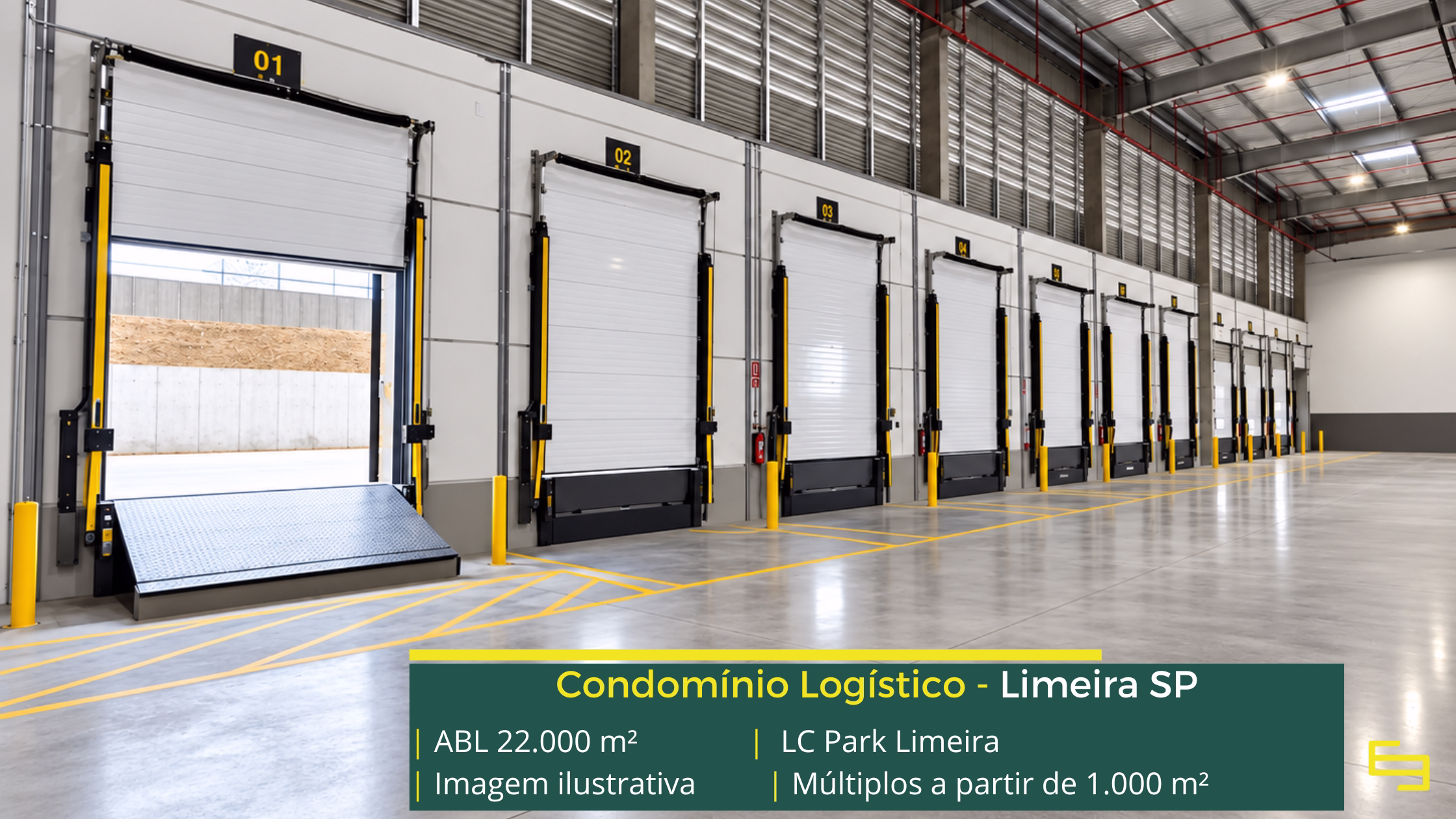 LC Park Limeira: galpão em Limeira SP com módulos a partir de 1.000 m², pé-direito de 15 m, piso para 6 t/m² e padrão AAA.