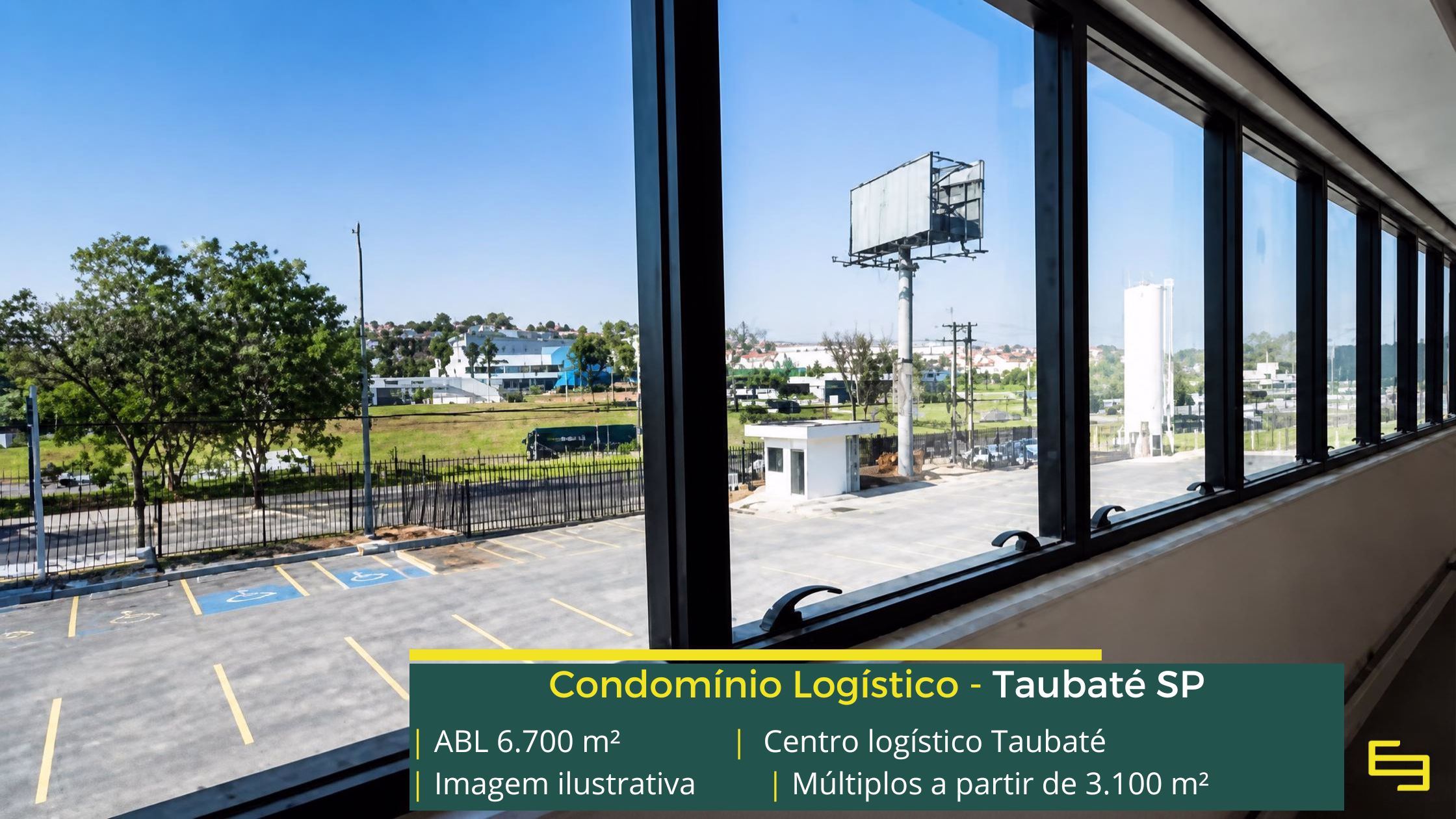 Centro Logístico Taubaté: galpão em Taubaté SP com 6.700 m² de ABL, módulos a partir de 3.100 m², pé-direito de 12 m e piso para 6 t/m².