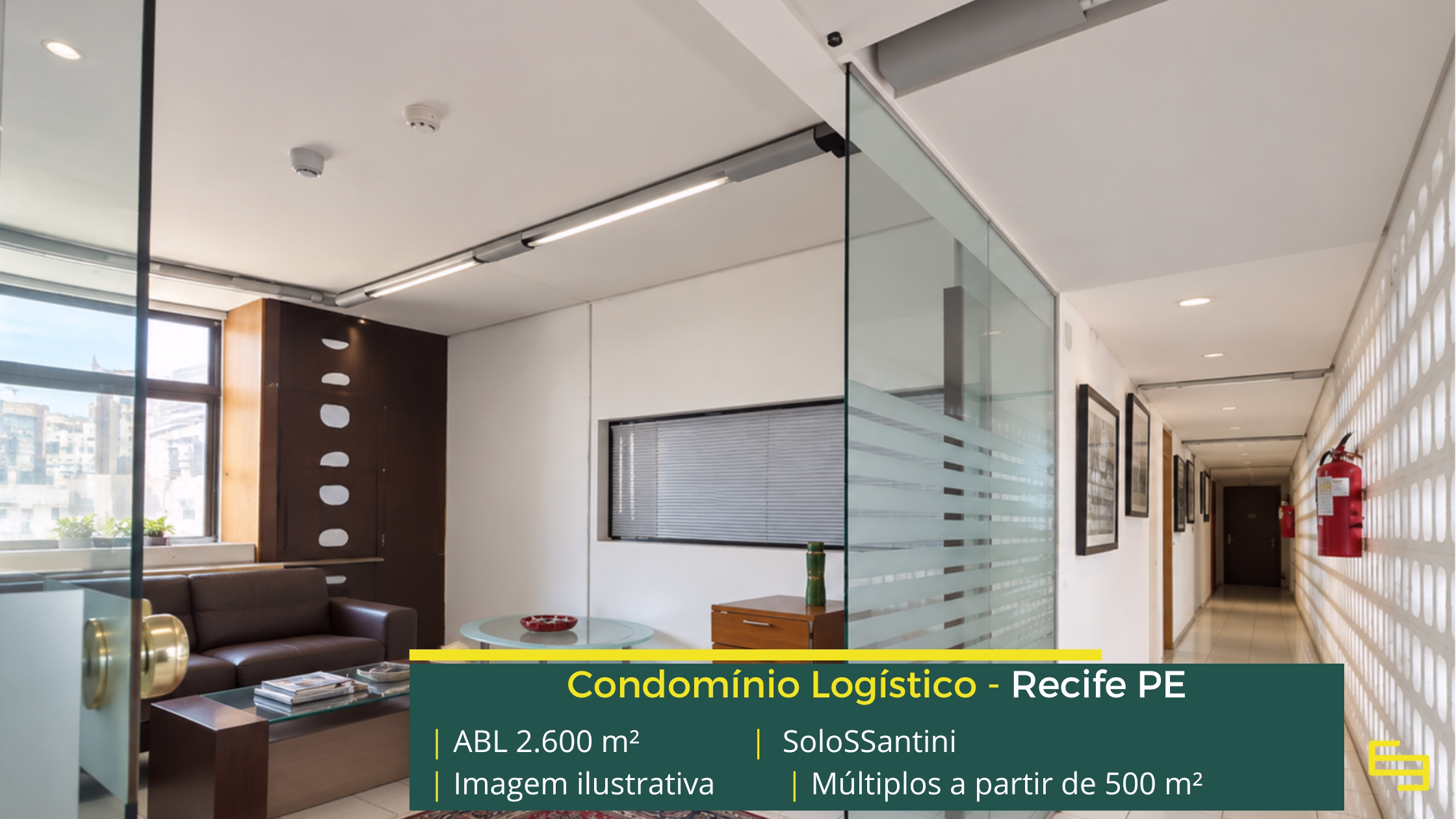 SoloSSantini: galpão em Recife PE com módulos de 200 m² a 2.600 m², piso para 5 t/m², salas comerciais e área para expansão.