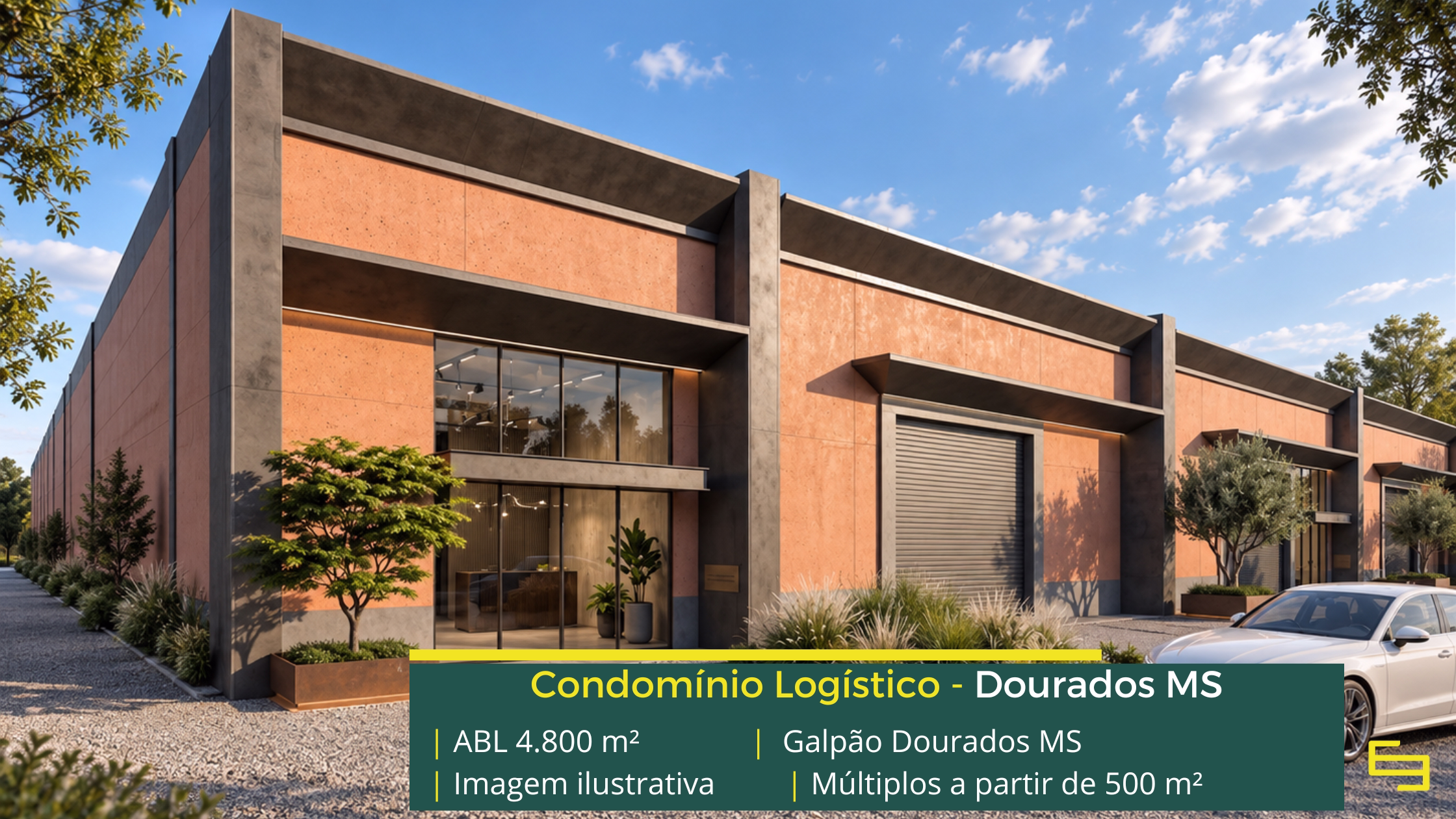 Galpão em Dourados MS com módulos a partir de 500 m², piso de 5 t/m², docas e acesso à BR-163. Conheça o empreendimento.