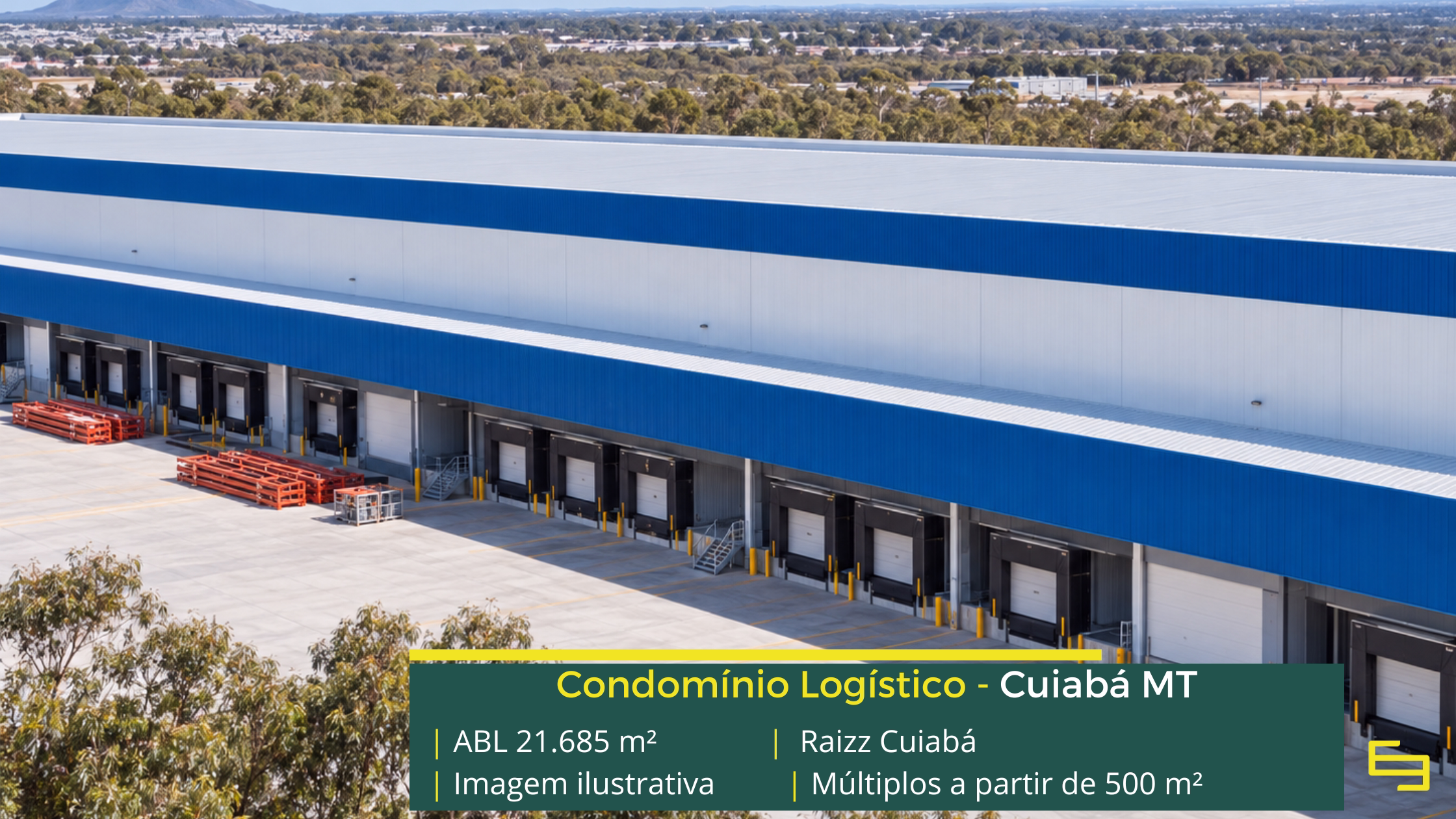 Galpão refrigerado em Cuiabá: conheça o Raizz Cuiabá, com 21.685 m² de ABL, piso para 6 t/m², docas e estrutura de apoio.