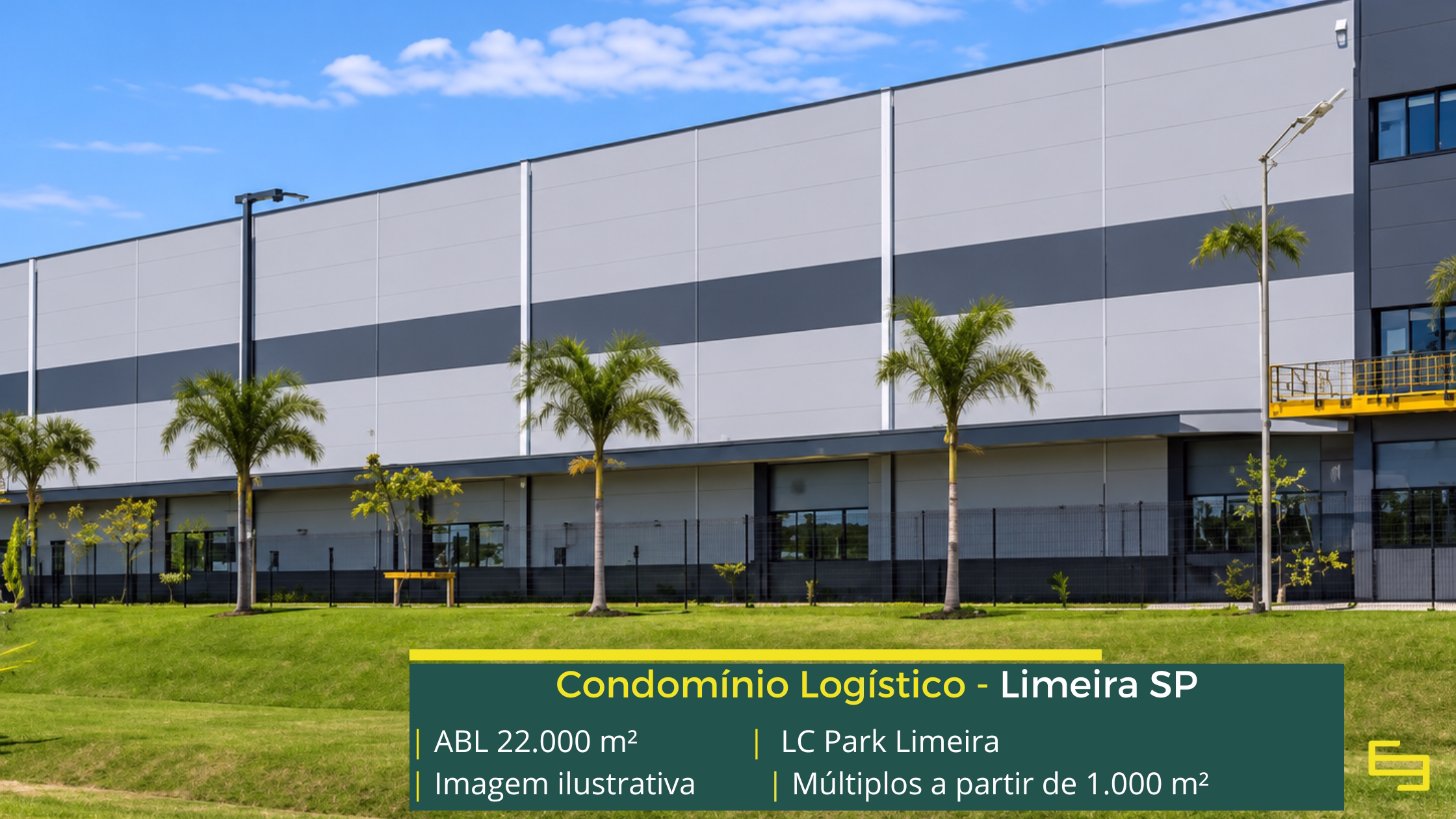LC Park Limeira: galpão em Limeira SP com módulos a partir de 1.000 m², pé-direito de 15 m, piso para 6 t/m² e padrão AAA.