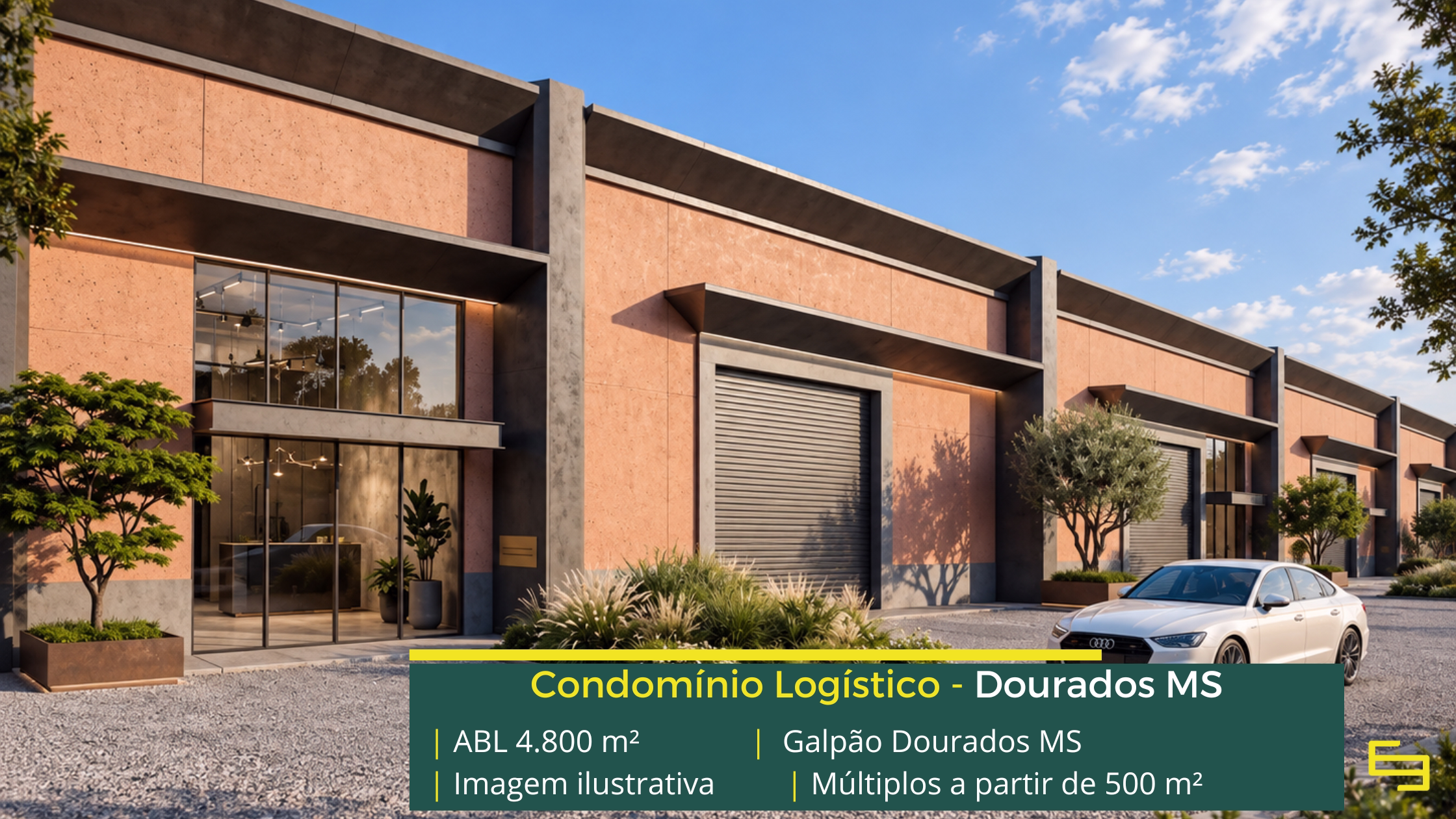 Galpão em Dourados MS com módulos a partir de 500 m², piso de 5 t/m², docas e acesso à BR-163. Conheça o empreendimento.