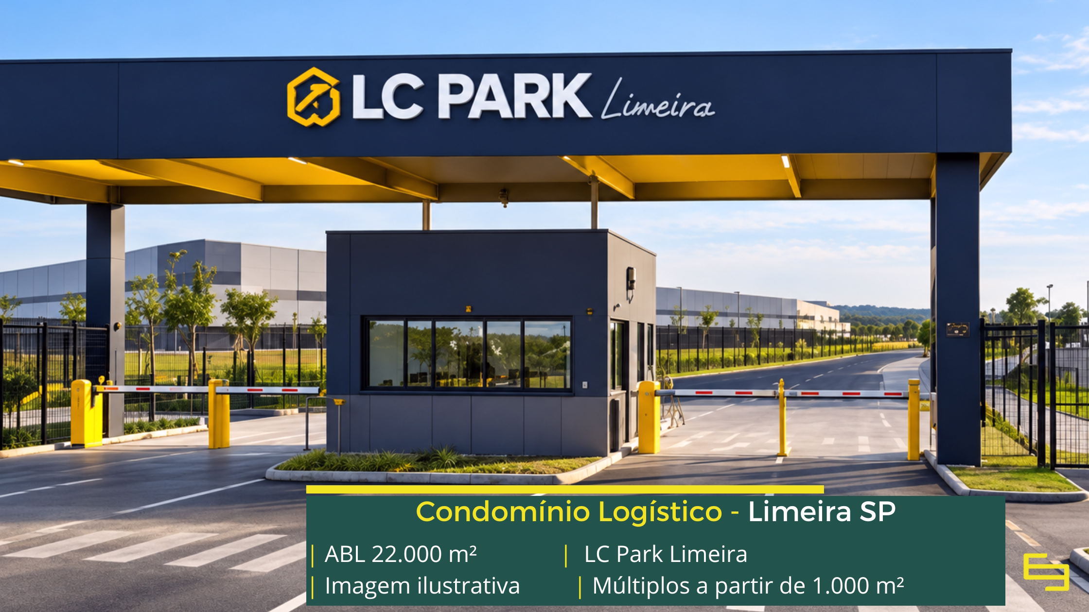 LC Park Limeira: galpão em Limeira SP com módulos a partir de 1.000 m², pé-direito de 15 m, piso para 6 t/m² e padrão AAA.