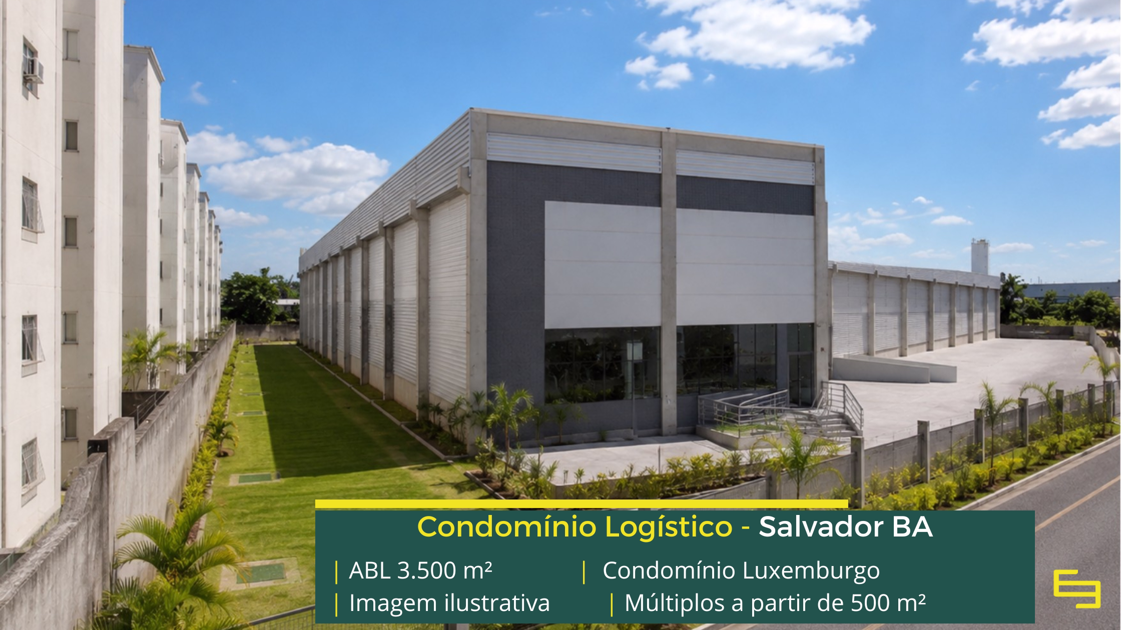 Condomínio Luxemburgo: galpão em Salvador BA com 3.500 m², pé-direito de 9 m, piso para 5 t/m² e possibilidade de execução de docas.