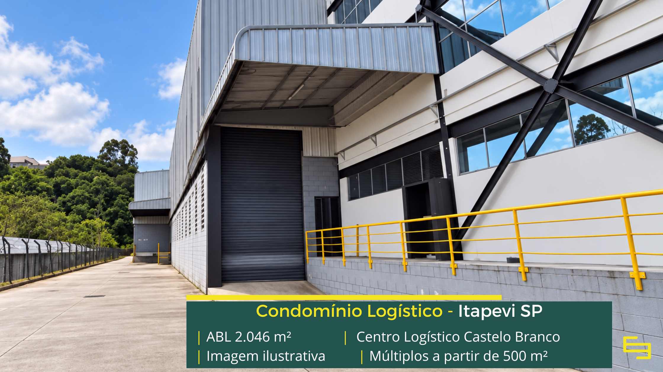 Centro Logístico Castelo Branco: galpão em Itapevi SP com módulos a partir de 500 m², 4 docas, pé-direito de 10 m e piso para 5 t/m².