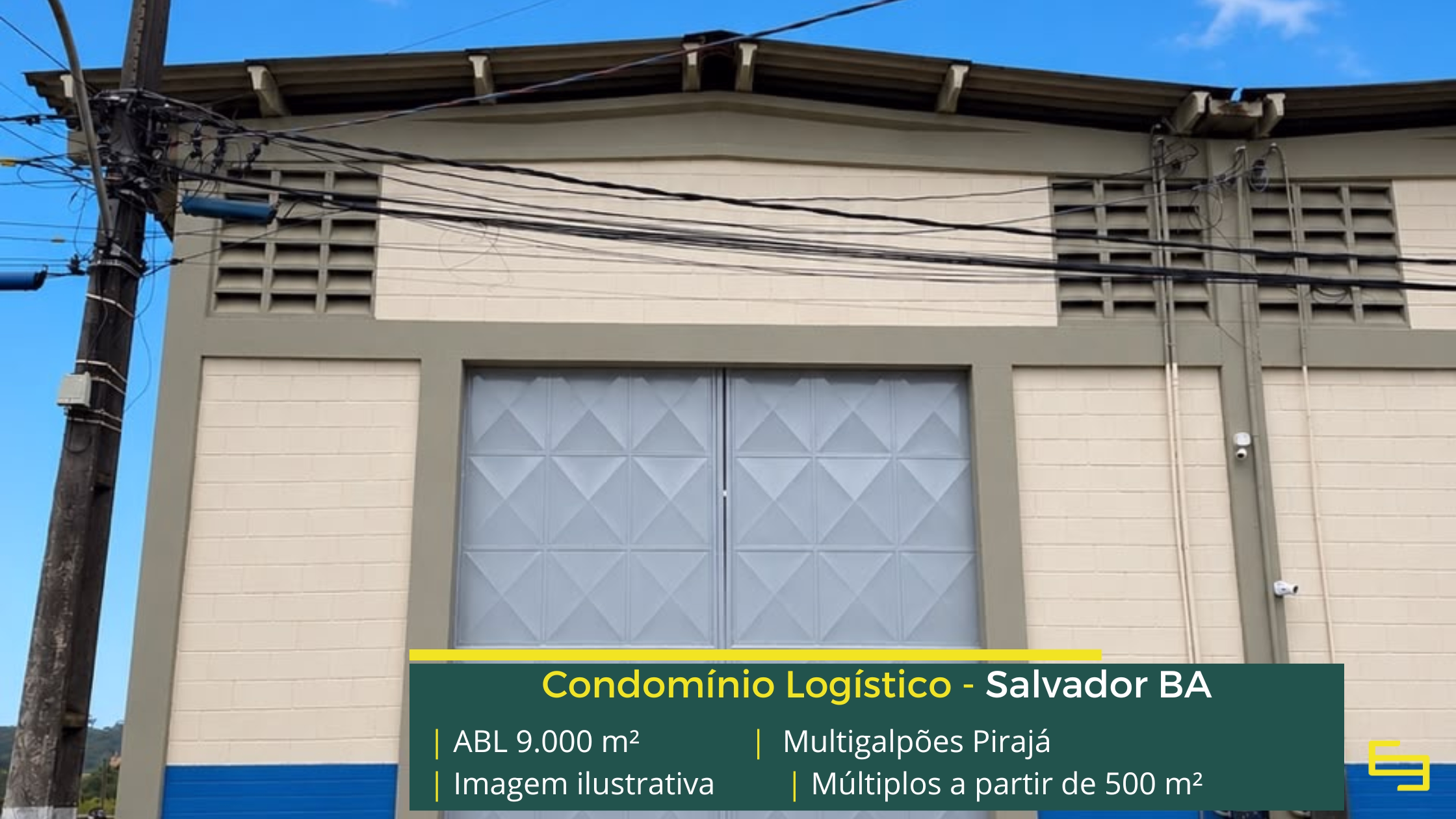 Multigalpões Pirajá: galpão em Pirajá com módulos de 100 m² a 1.000 m², pé-direito de 8 m, piso para 4 t/m² e acesso à BR-324.