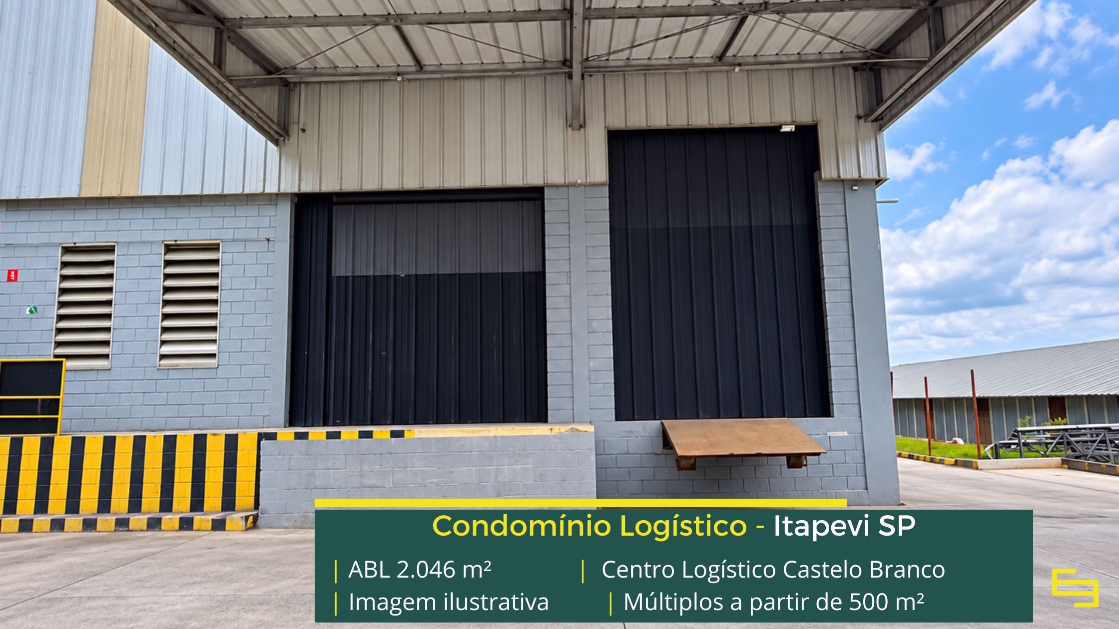 Centro Logístico Castelo Branco: galpão em Itapevi SP com módulos a partir de 500 m², 4 docas, pé-direito de 10 m e piso para 5 t/m².
