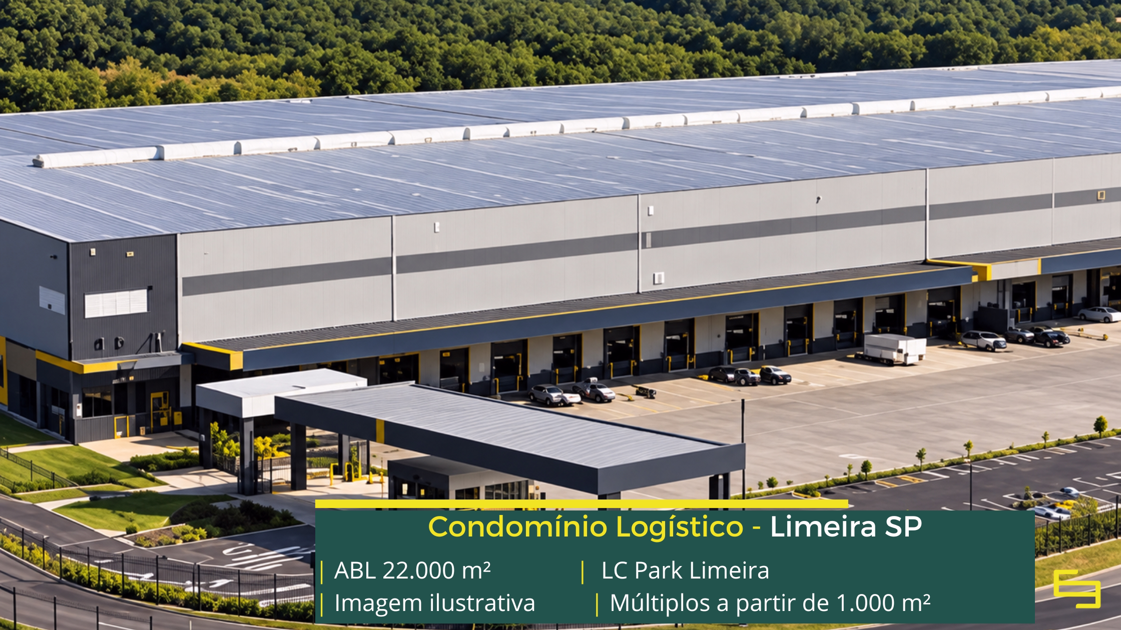 LC Park Limeira: galpão em Limeira SP com módulos a partir de 1.000 m², pé-direito de 15 m, piso para 6 t/m² e padrão AAA.