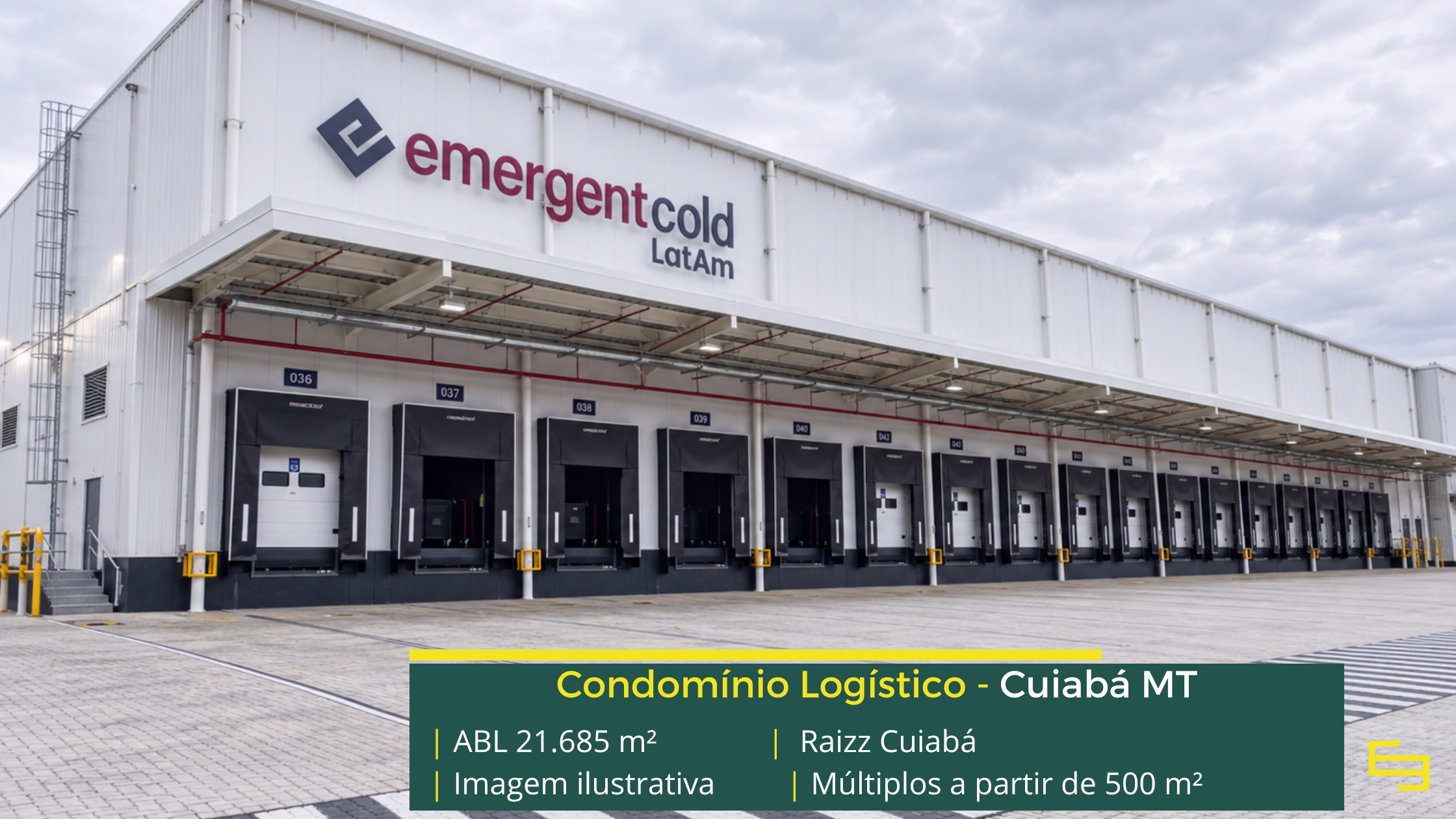 Galpão refrigerado em Cuiabá: conheça o Raizz Cuiabá, com 21.685 m² de ABL, piso para 6 t/m², docas e estrutura de apoio.
