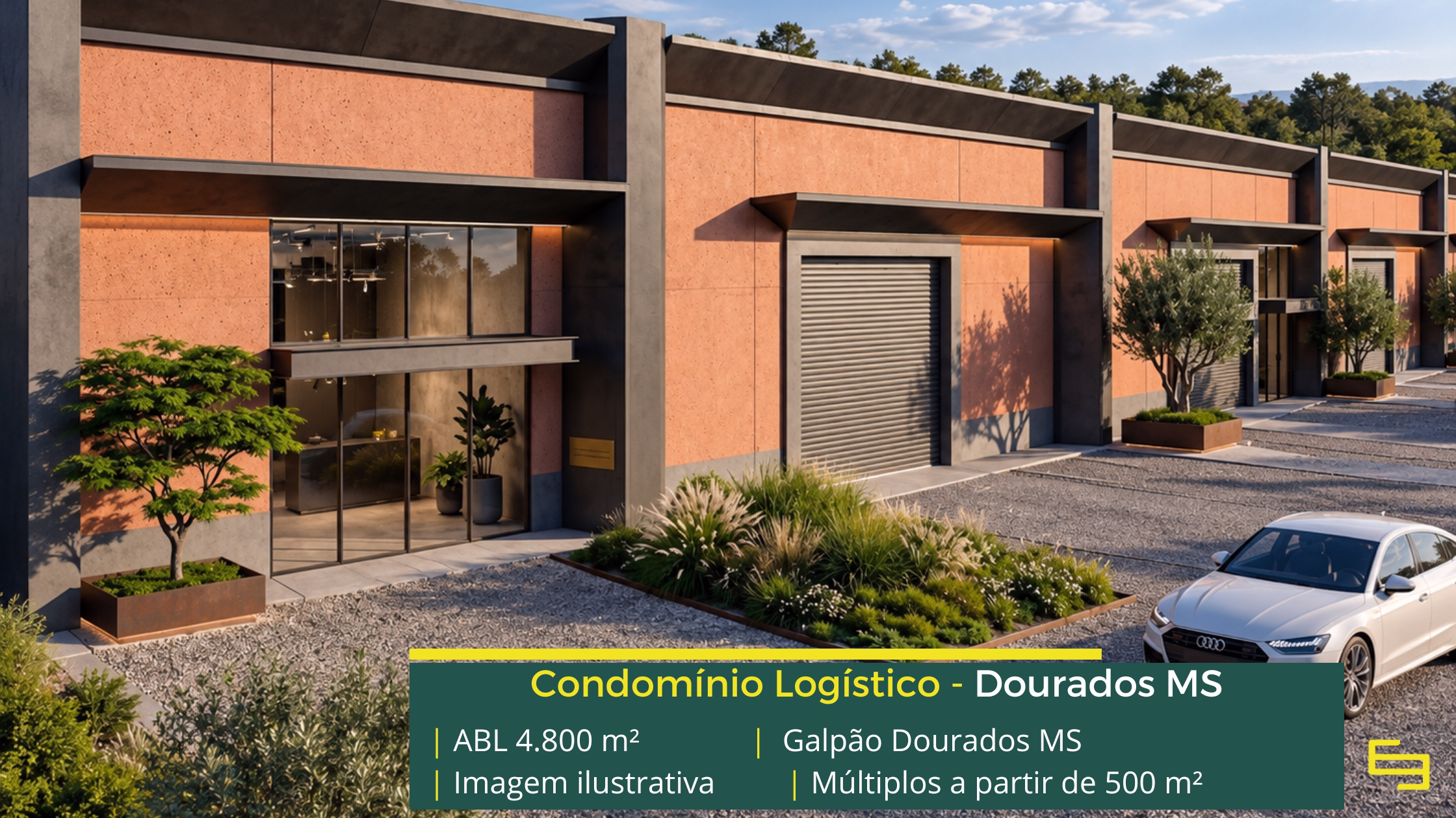Galpão em Dourados MS com módulos a partir de 500 m², piso de 5 t/m², docas e acesso à BR-163. Conheça o empreendimento.